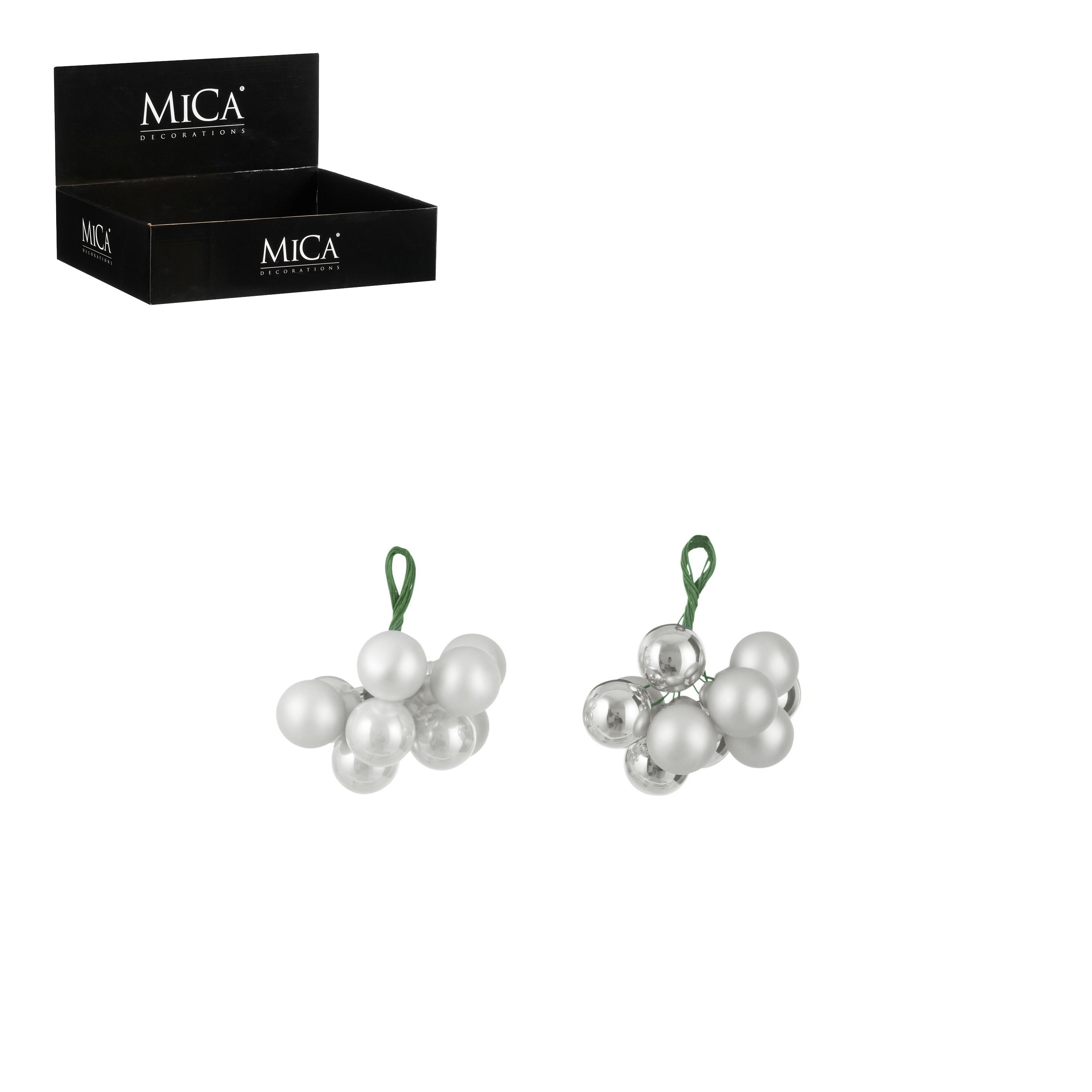 Bolas cacho vidro ⌀2 cm branco/prateado (cor sortida) - 2