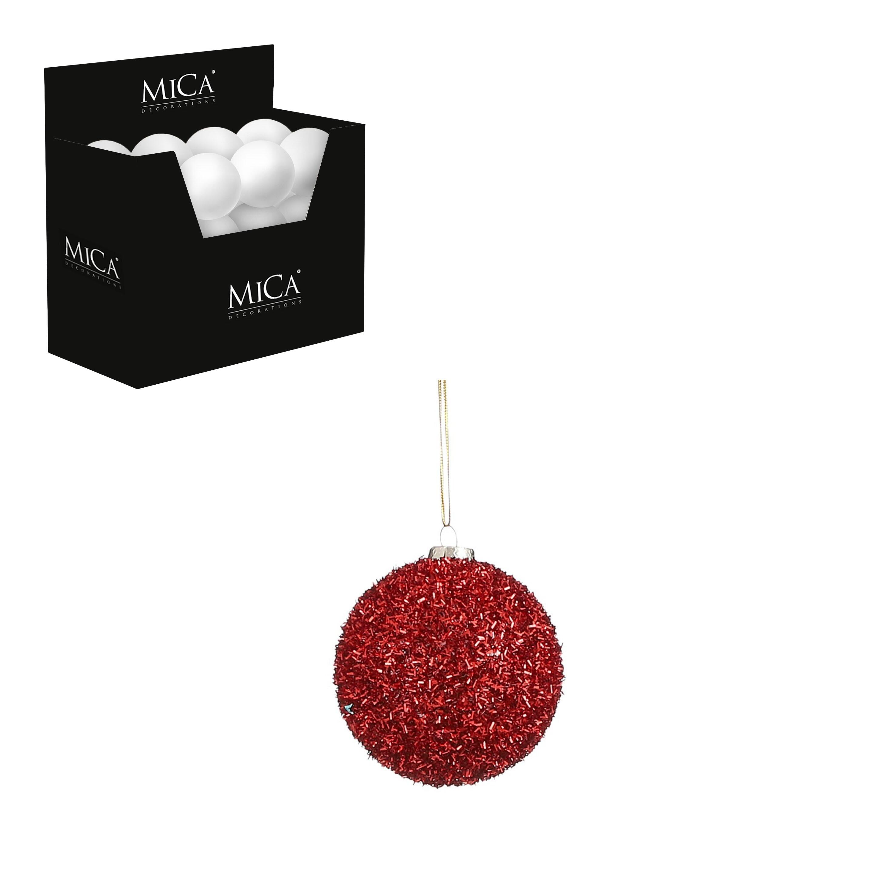 Bola de natal fios brilhantes ⌀8 cm vermelho - 2