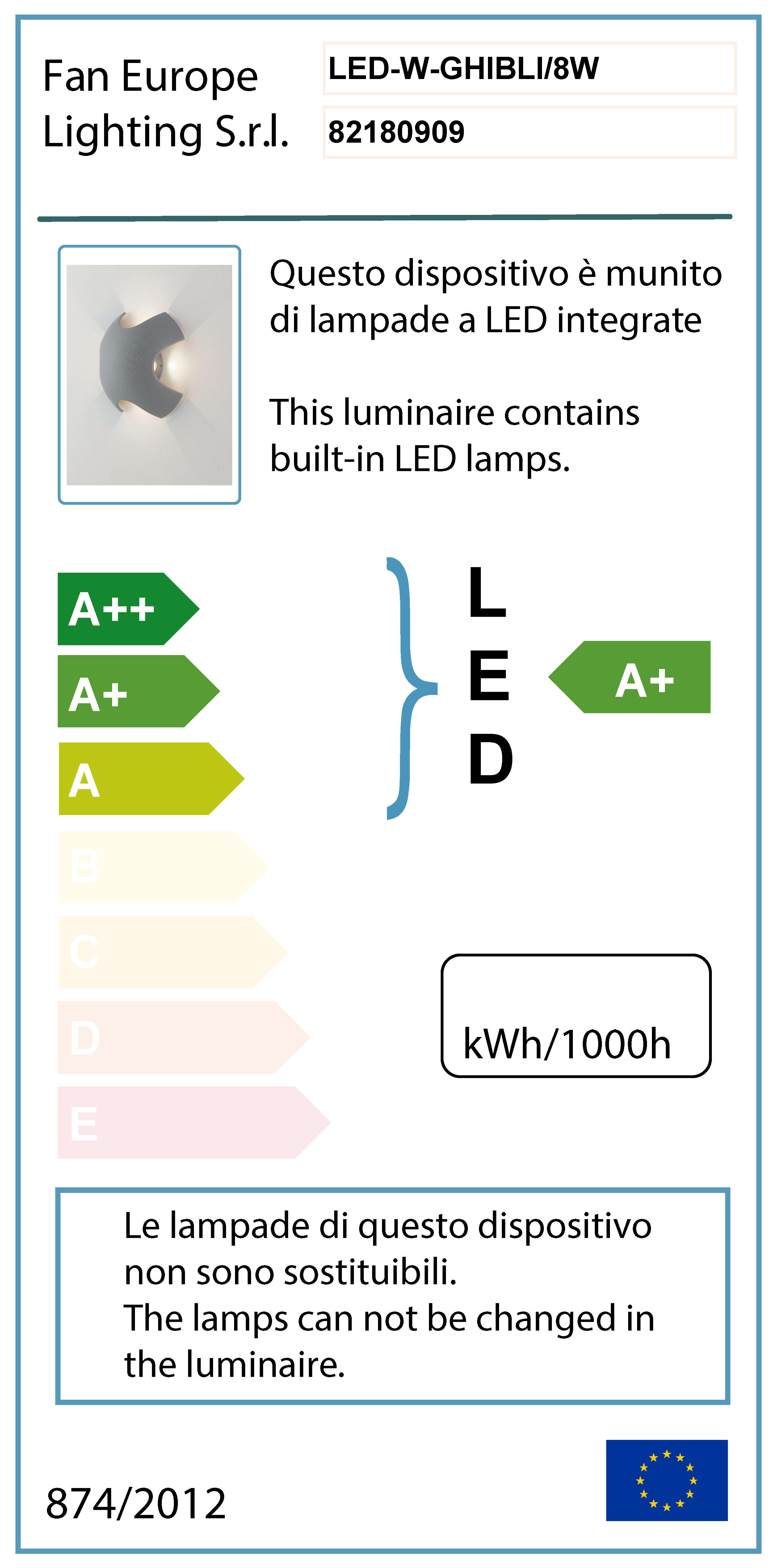 Applique LED esterna Ghibli doppia luce grigio IP54, luce bianco caldo 520 lumen, INTEC - 4