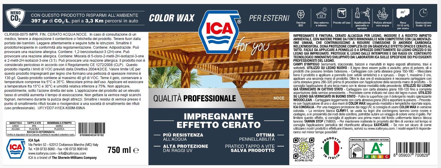 Impregnante per legno da esterno a base acqua ICA FOR YOU cerato noce opaco 0.75 lt, 10 anni di protezione. - 8
