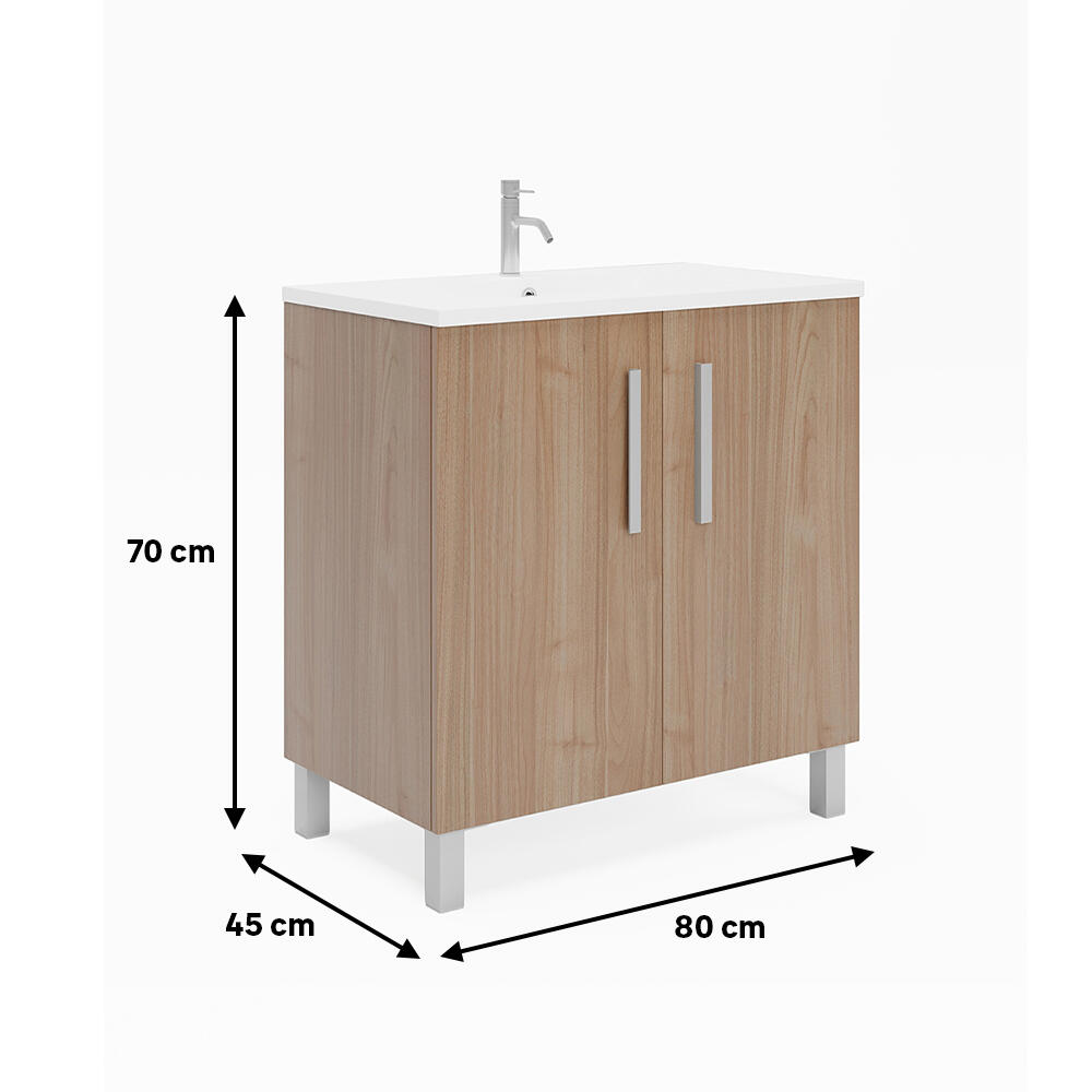 Mueble de baño con lavabo  Nerea nogal  80x45 cm - 3