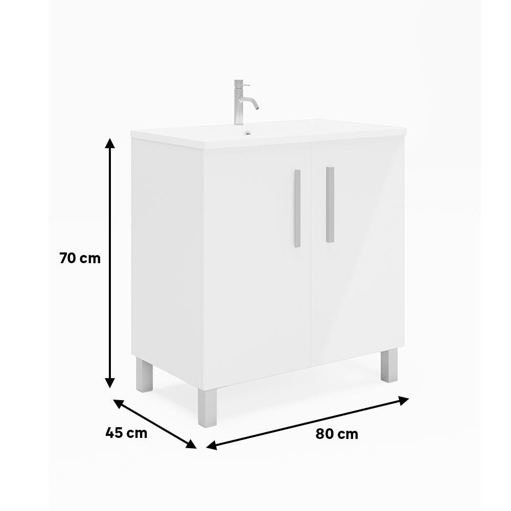 Mueble de baño con lavabo  Nerea blanco brillante 80x45 cm - 3