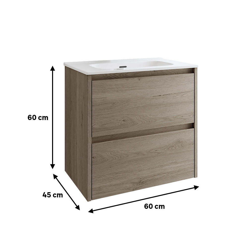 Mueble de baño con lavabo  Moon roble gris  60x45 cm - 5