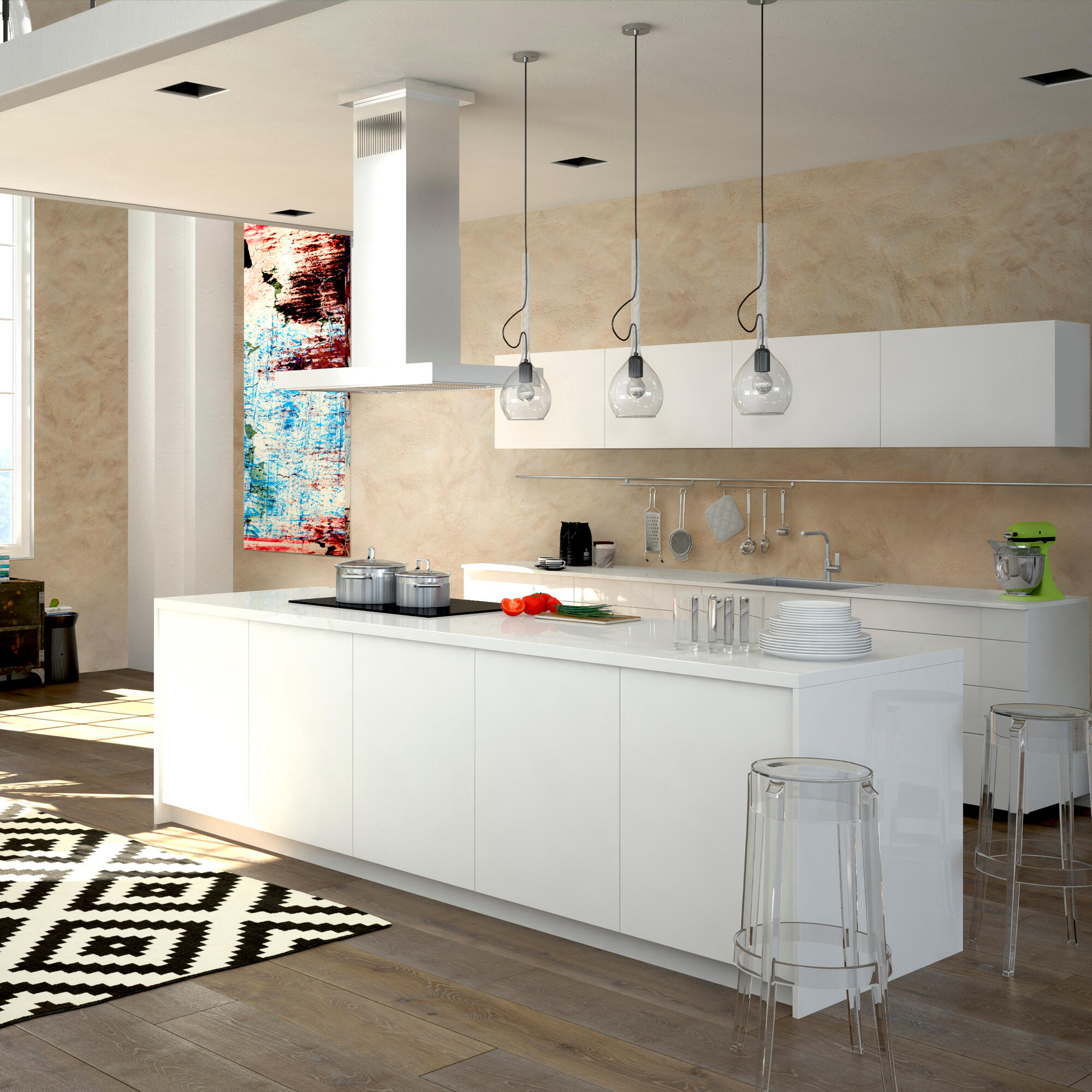 Pintura decorativa con efectos 2 en 1: enlucido y pintura con efecto Caviar OSAKA color blanco 2.5 litros - 6