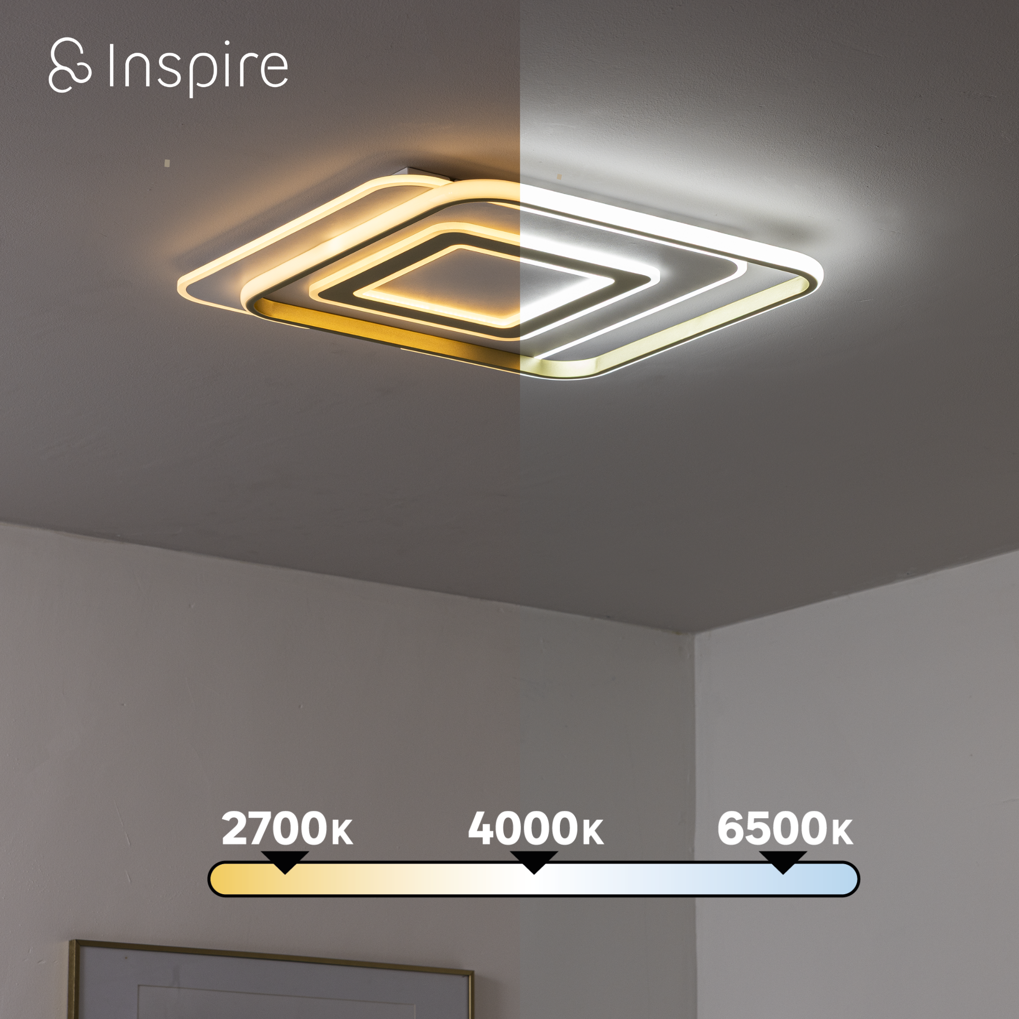 Plafonnier LED Emingo laiton, 13500 lumens, variation de blancs, INSPIRE, L.48cm - 4