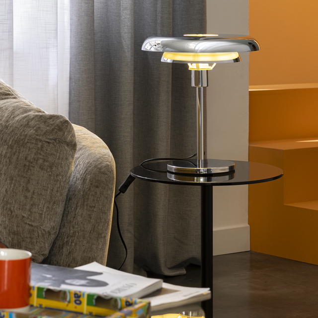 Lampa stołowa Prunella chrom E27 35 cm Inspire