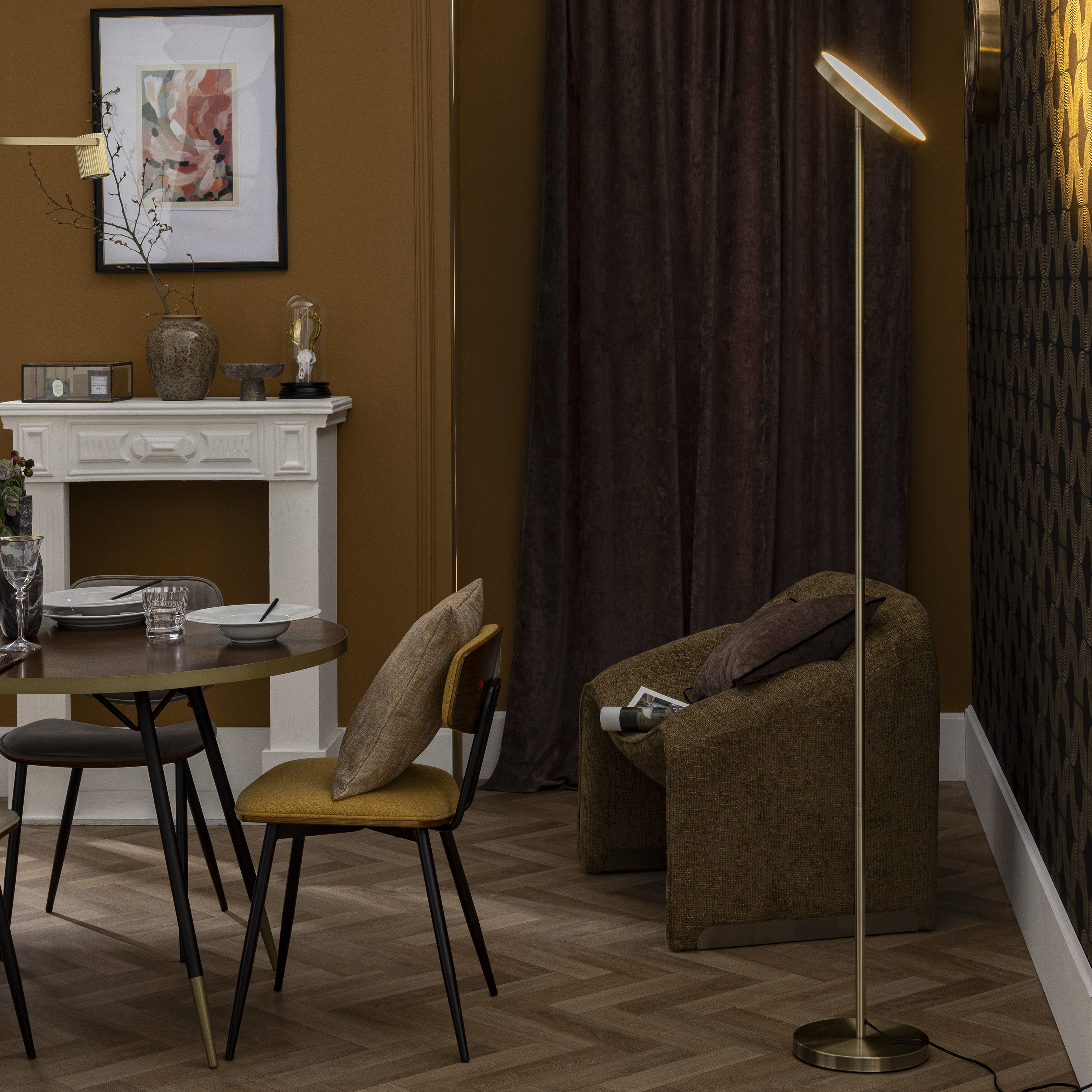 Lampadaire LED Osana avec variateur, acier, doré, H.180 cm INSPIRE - 8