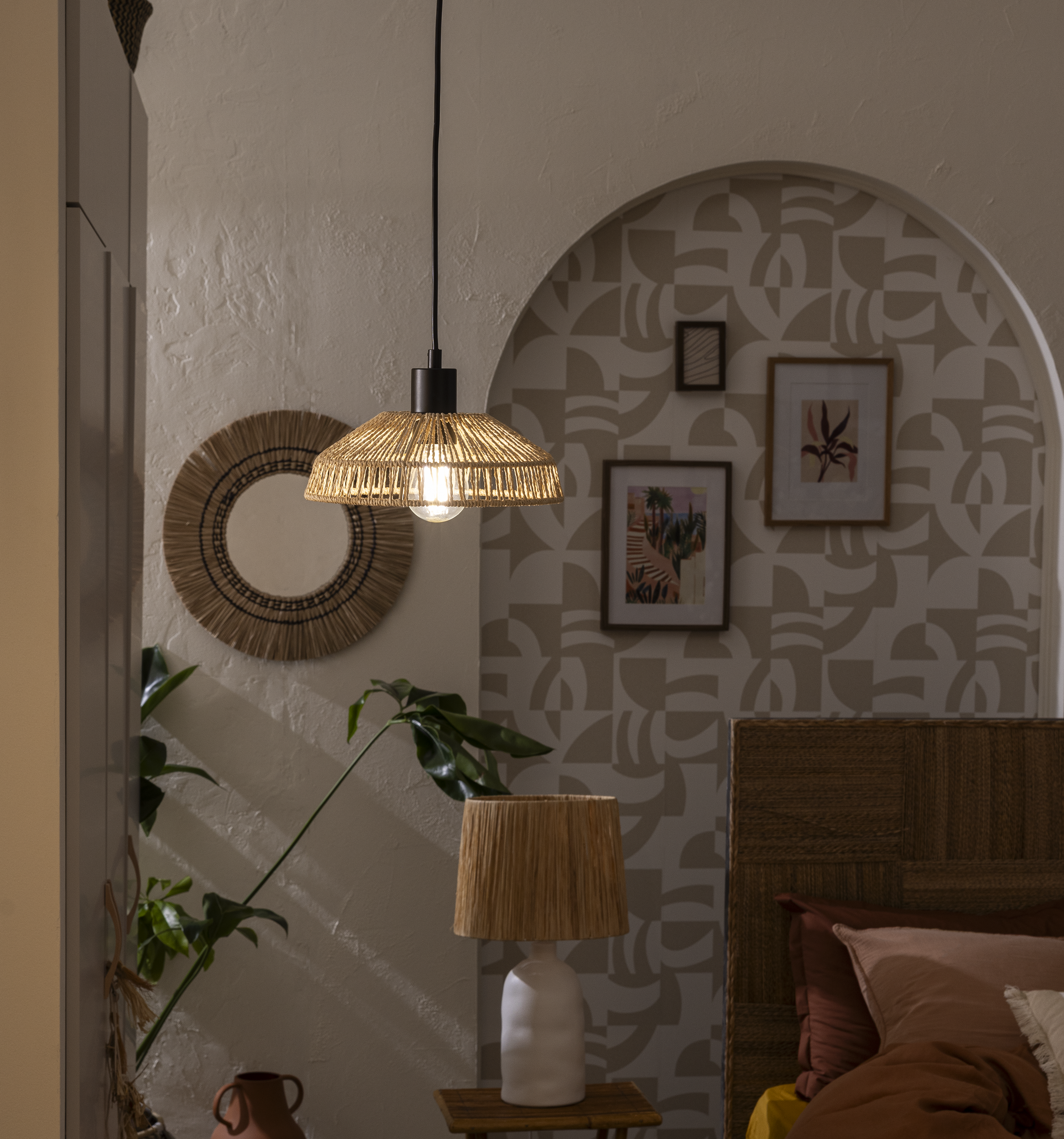 Suspension Mikona corde, beige, Diam.24 cm INSPIRE, E27 - 2