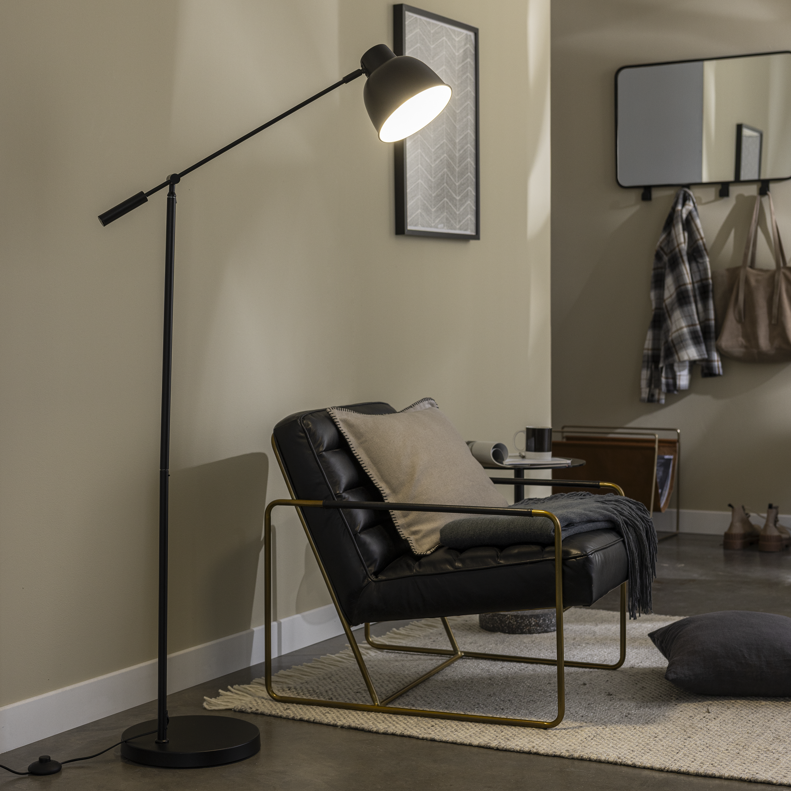 Lampa podłogowa Melga czarna E27 180 cm Inspire