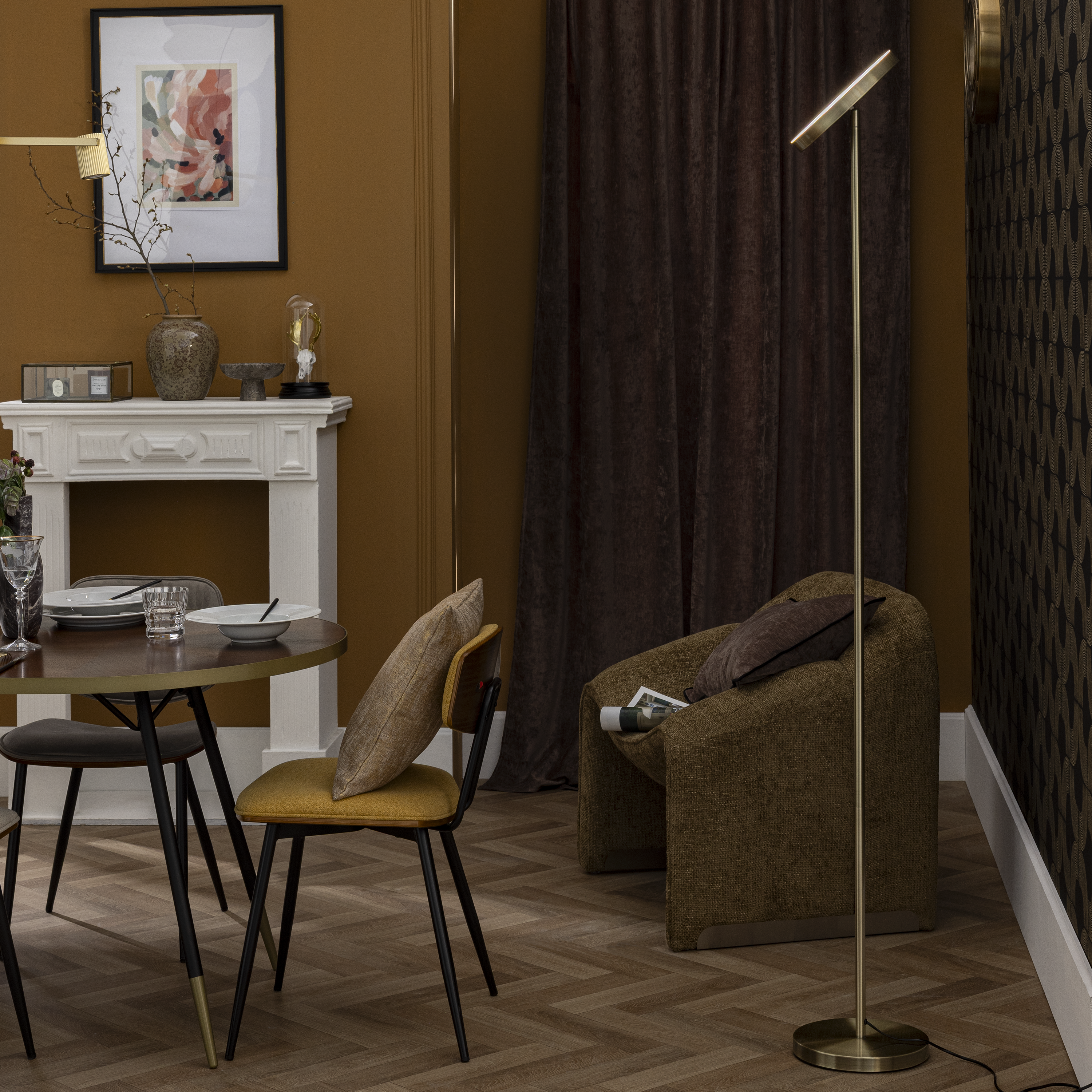 Lampadaire LED Osana avec variateur, acier, doré, H.180 cm INSPIRE - 7