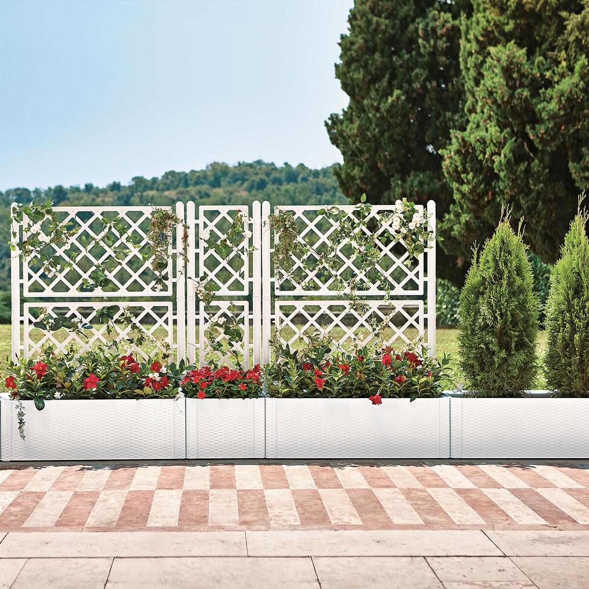 Fioriera con grigliato Deluxe STEFANPLAST in polipropilene bianco H 142 x L 43 x P 43 cm - 3