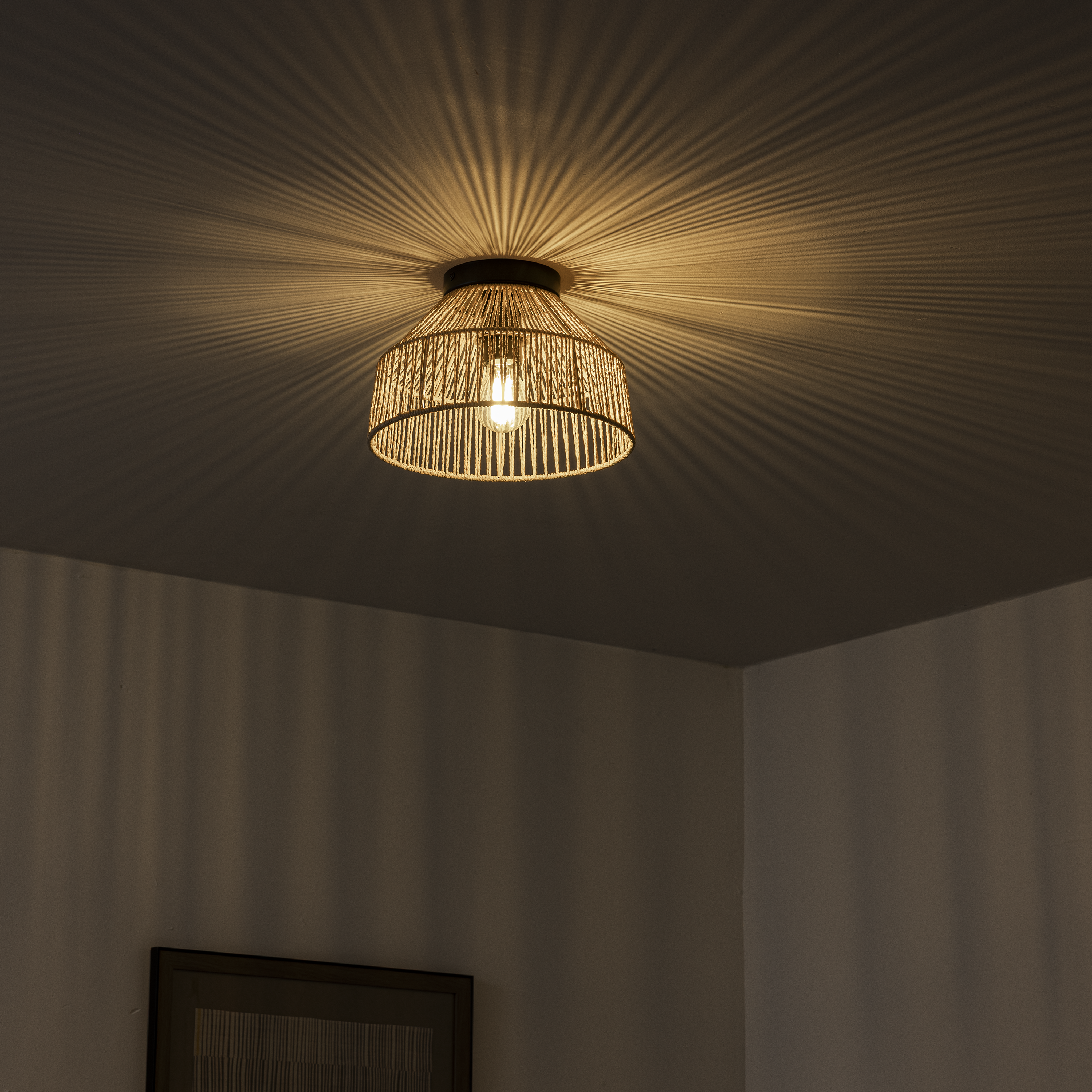 Plafonnier E27, corde, beige Mikona D.28 cm INSPIRE - 4