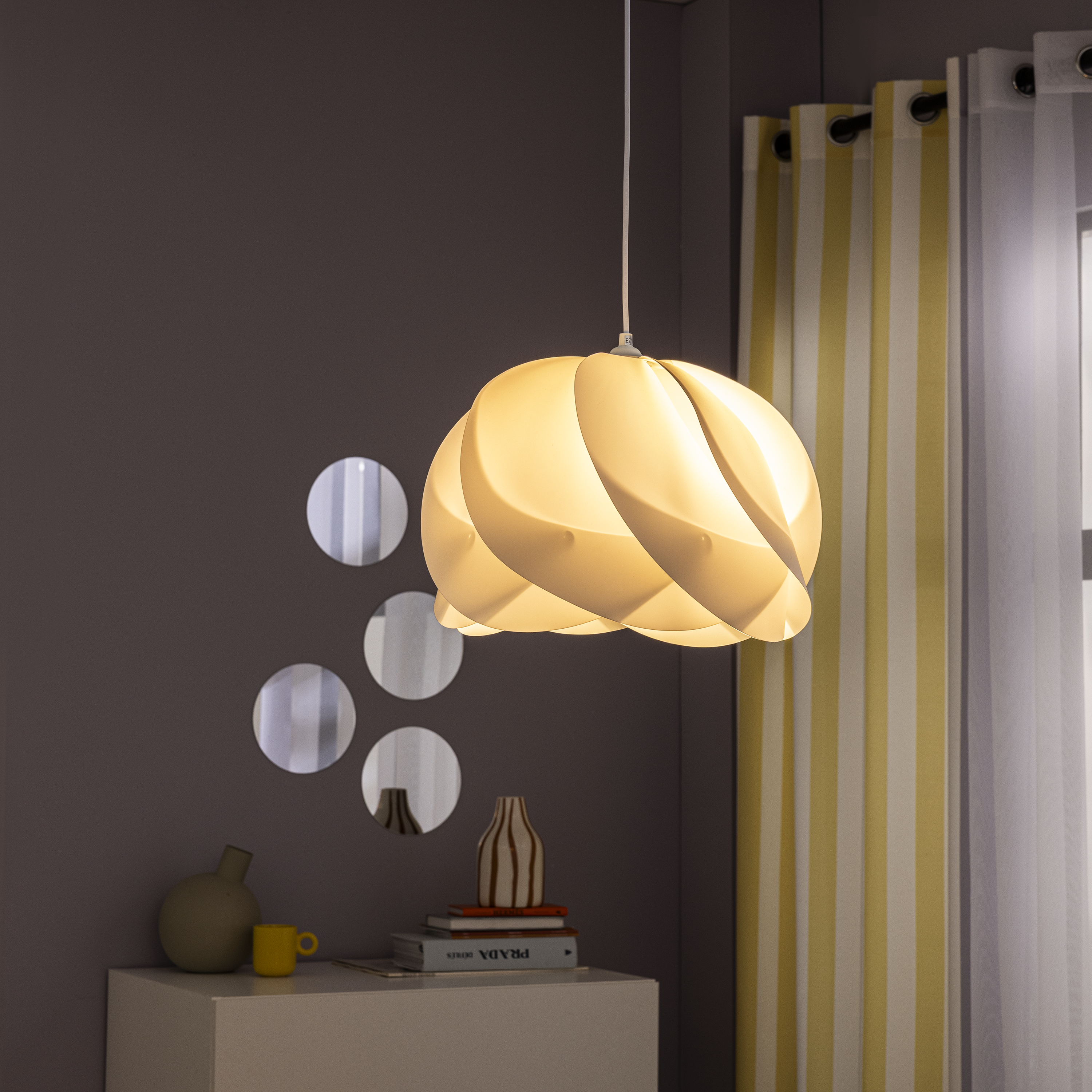 Lámpara de techo colgante blanca 1 luz e27 fidji inspire 40 cm