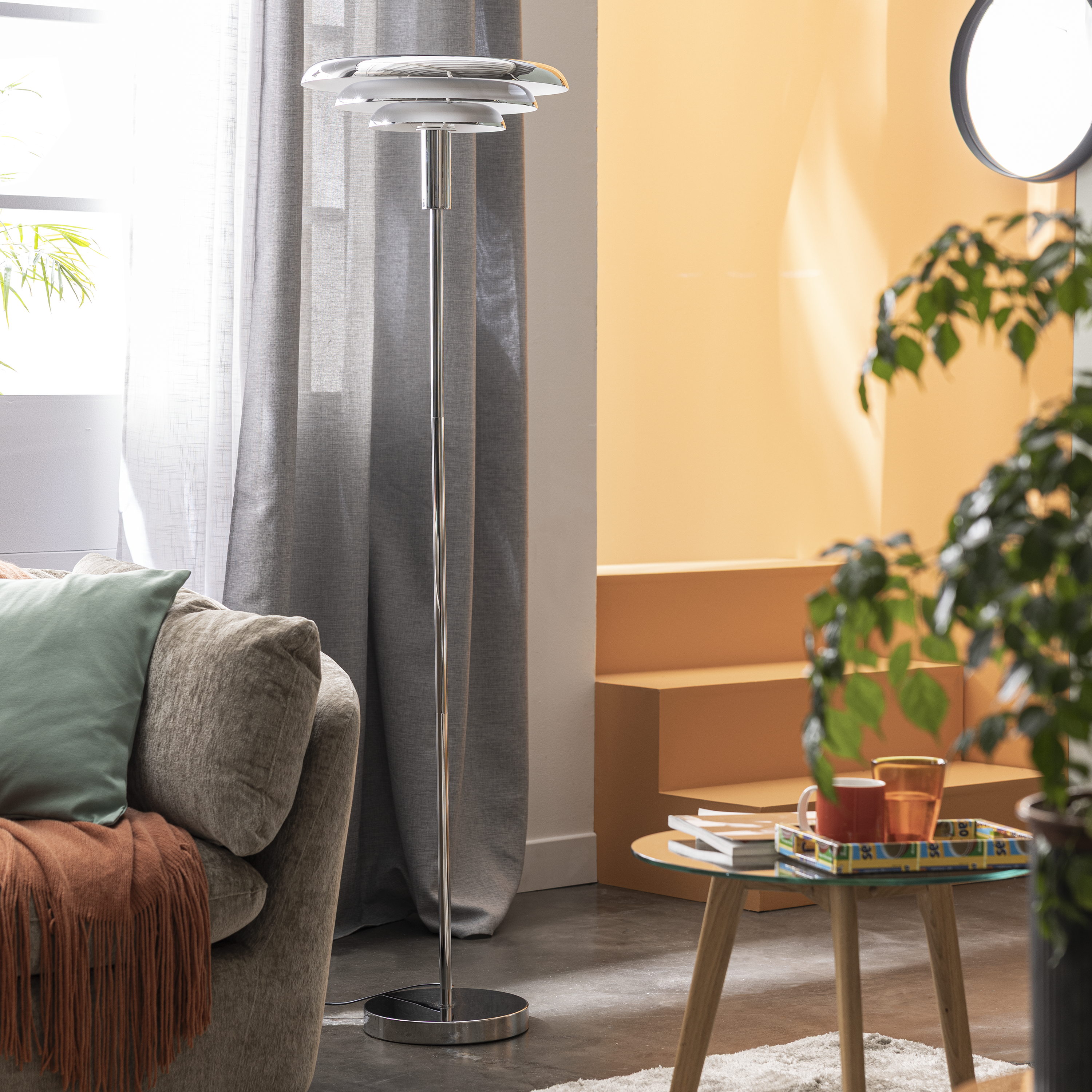 Lampadaire Prunella, fer, argent,  H.150 cm INSPIRE, E27 - 3