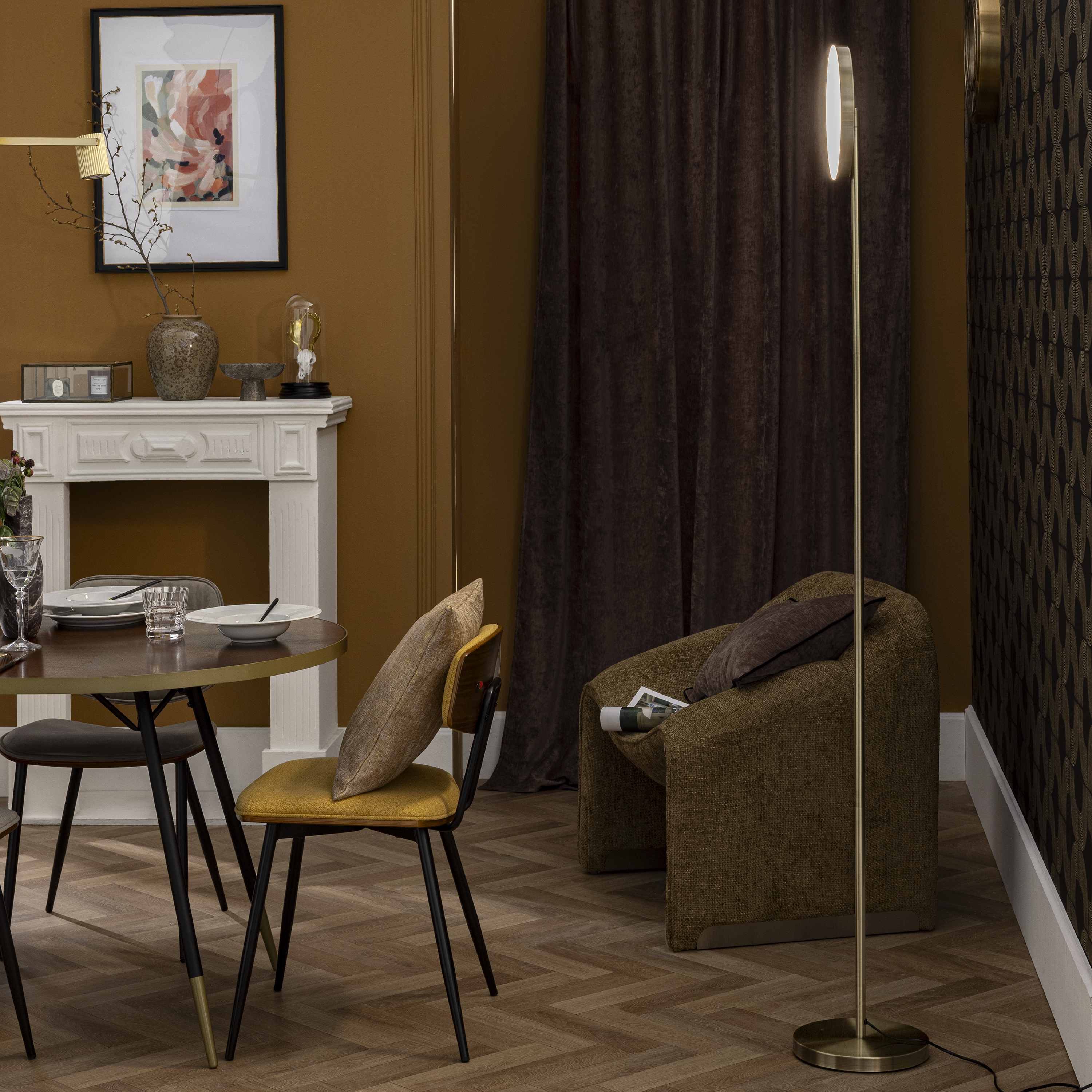 Lampadaire LED Osana avec variateur, acier, doré, H.180 cm INSPIRE - 6