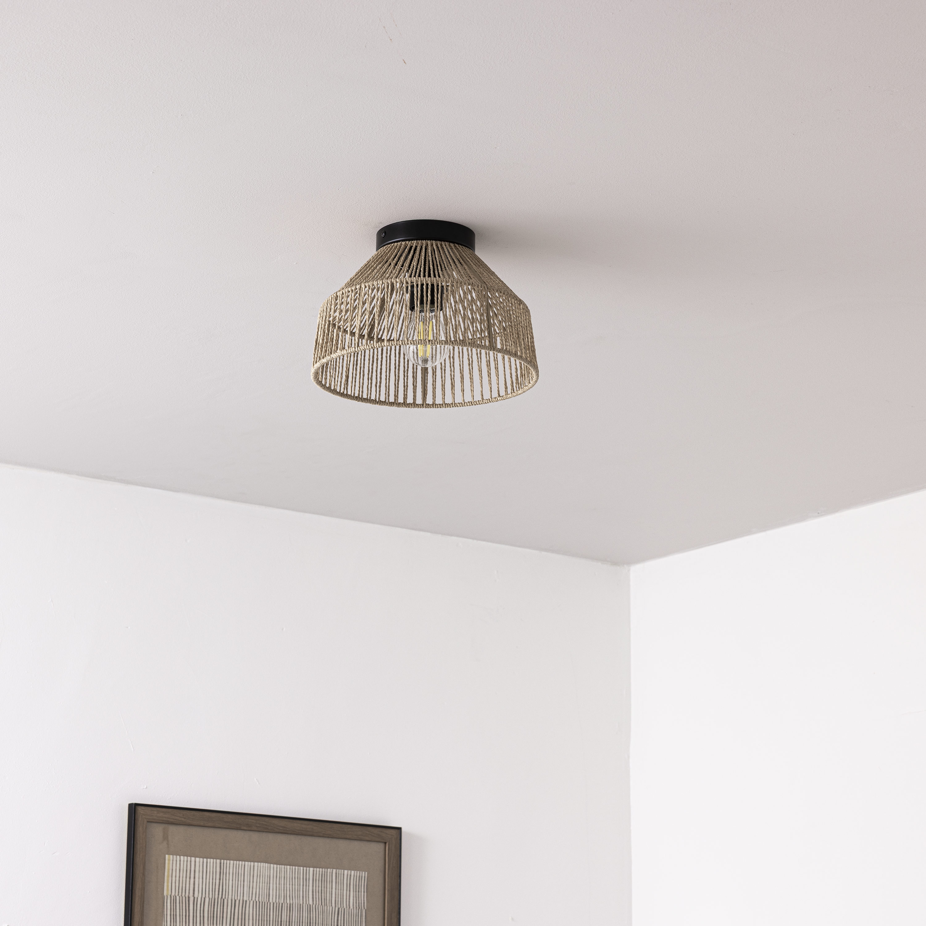 Plafonnier E27, corde, beige Mikona D.28 cm INSPIRE - 3