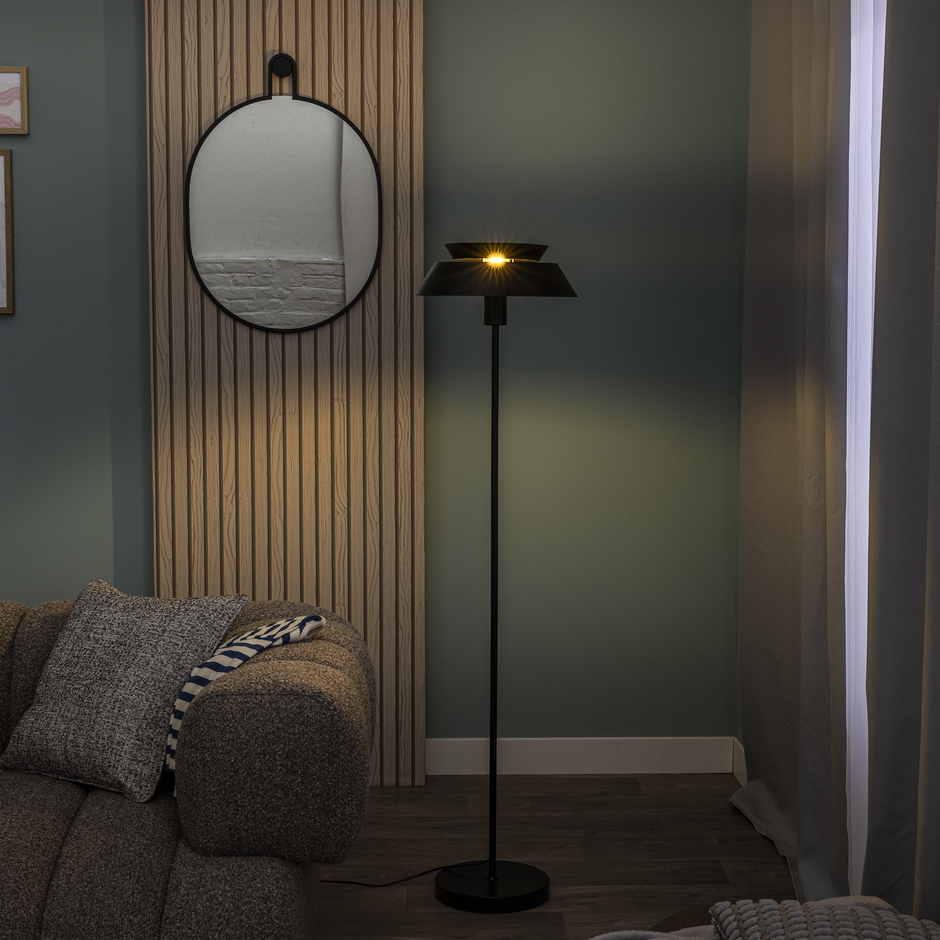 Lampadaire Dulcie, fer, noir,  H.140 cm INSPIRE, E27 - 3