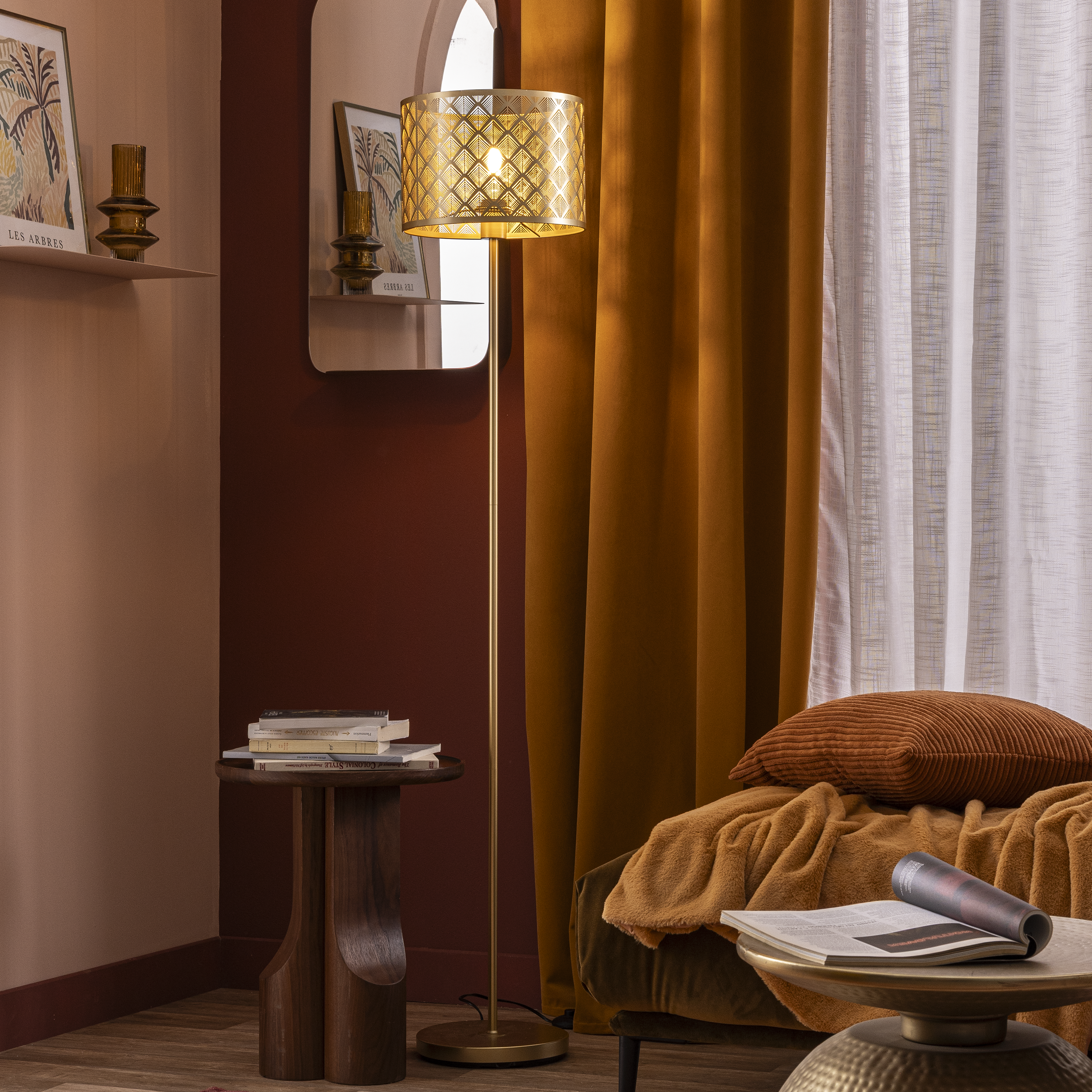 Lampadaire Galati, acier, doré,  H.157 cm INSPIRE, E27 - 3