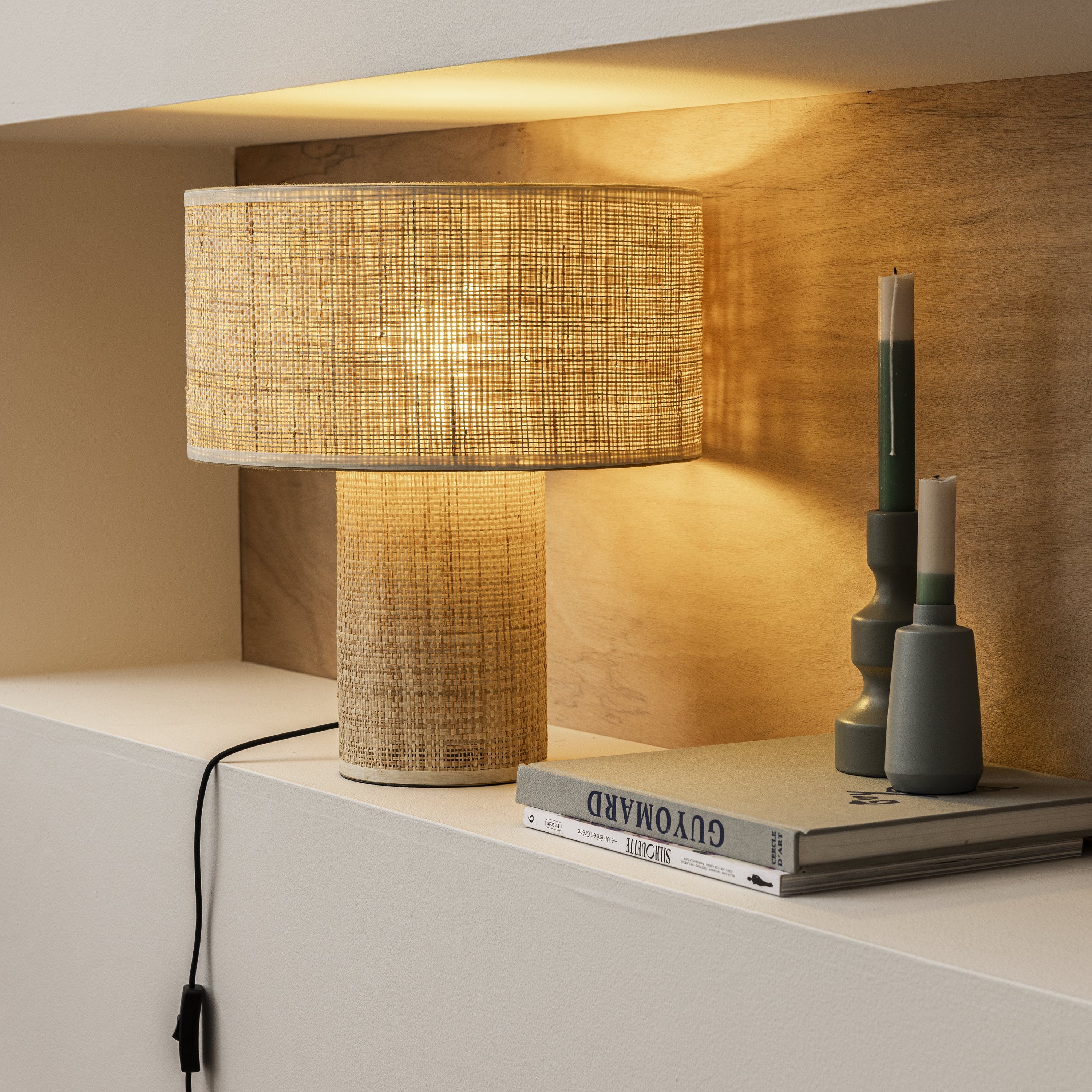 Candeeiro de mesa sem lâmpada E27 d35 35 cm bege Inspire Rafia - 4