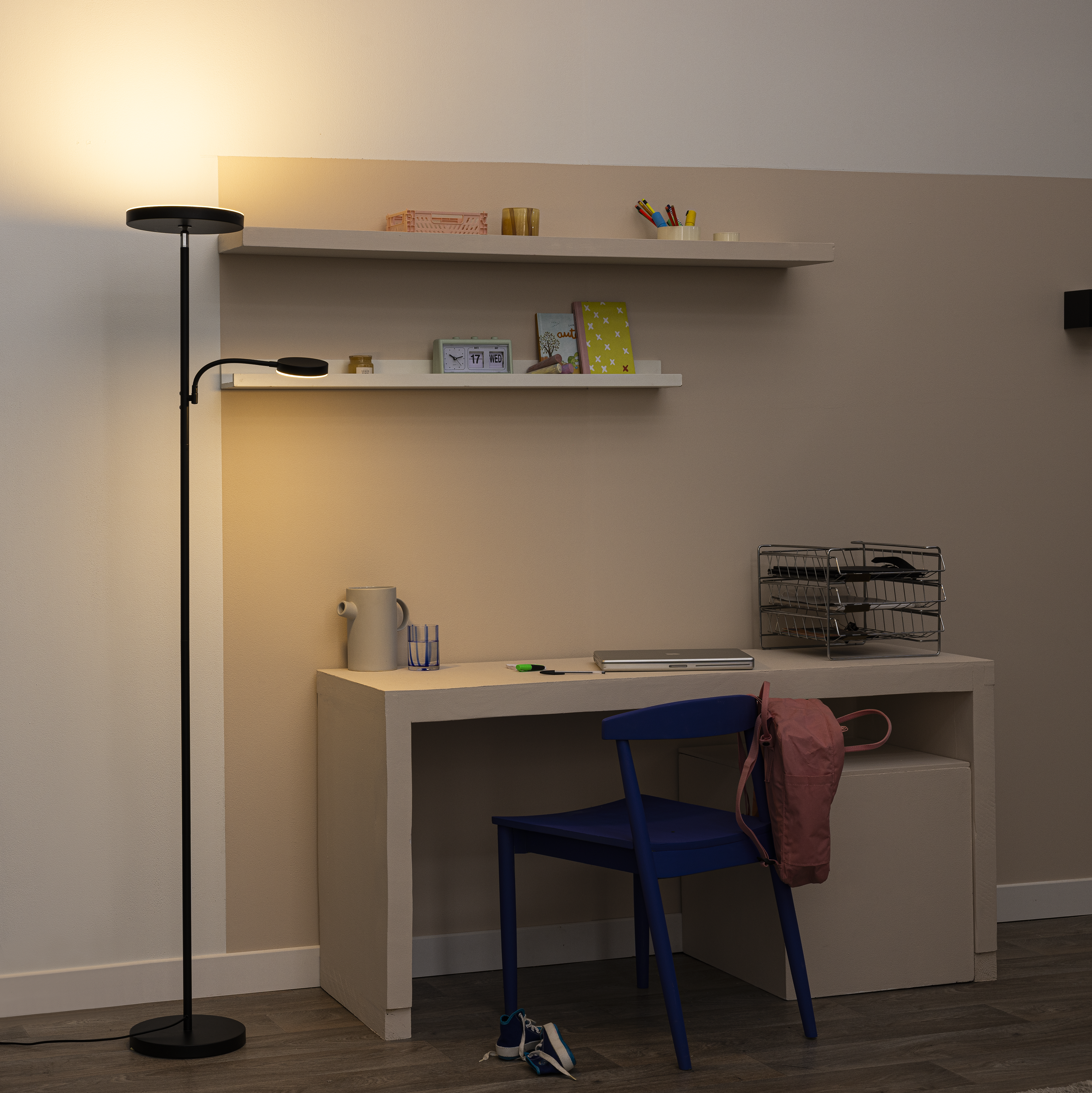 Lampadaire avec liseuse LED, Osana, noir, H.180 cm - 6
