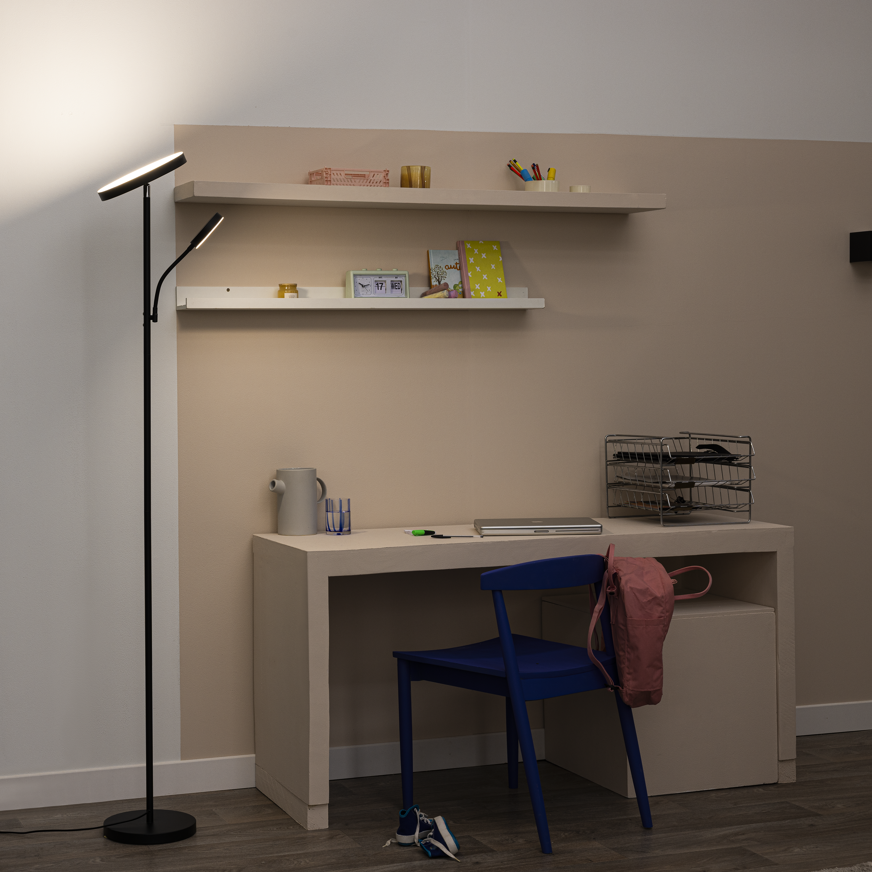Lampadaire avec liseuse LED, Osana, noir, H.180 cm - 3