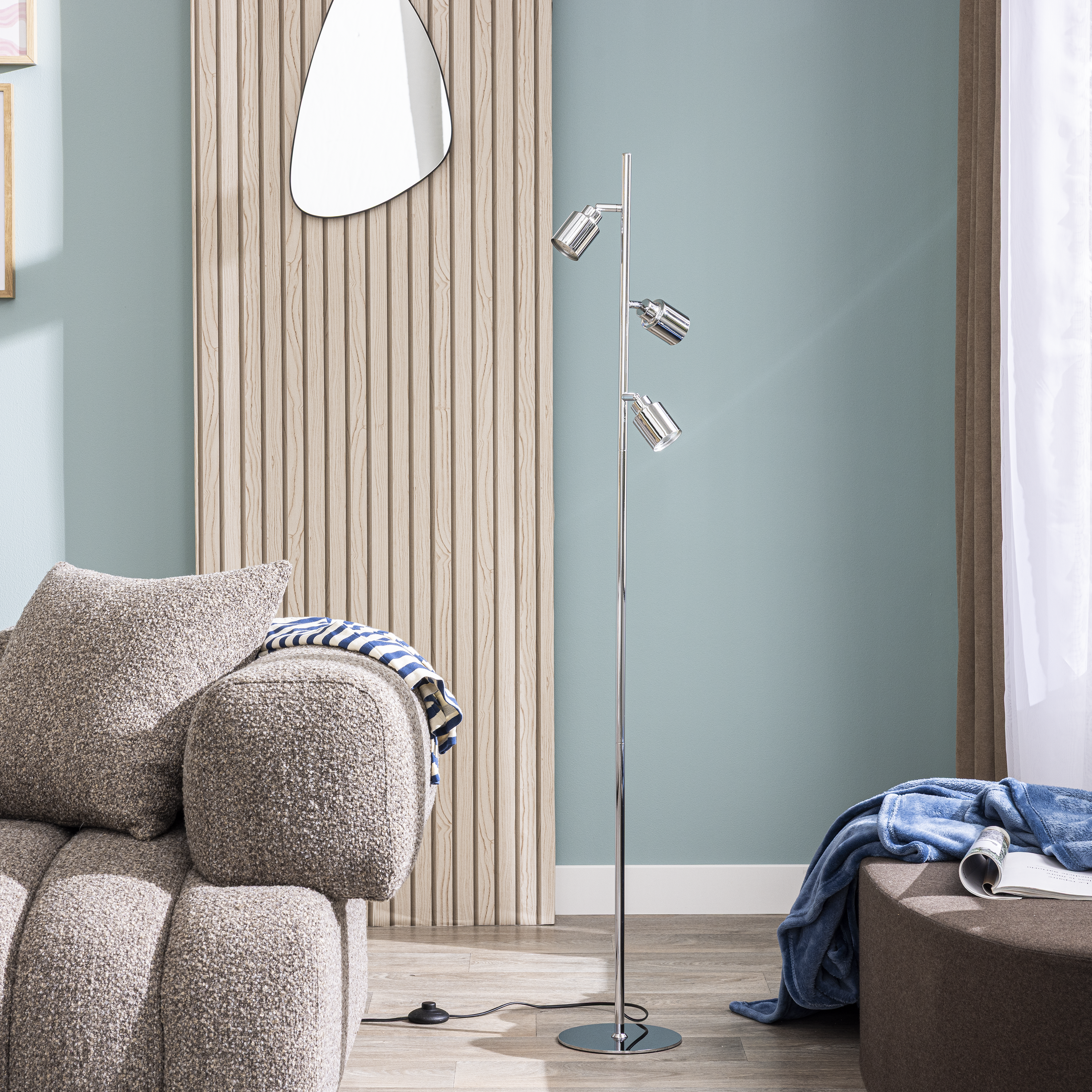 Lampa podłogowa Tekla chrom 3 x GU10 Inspire