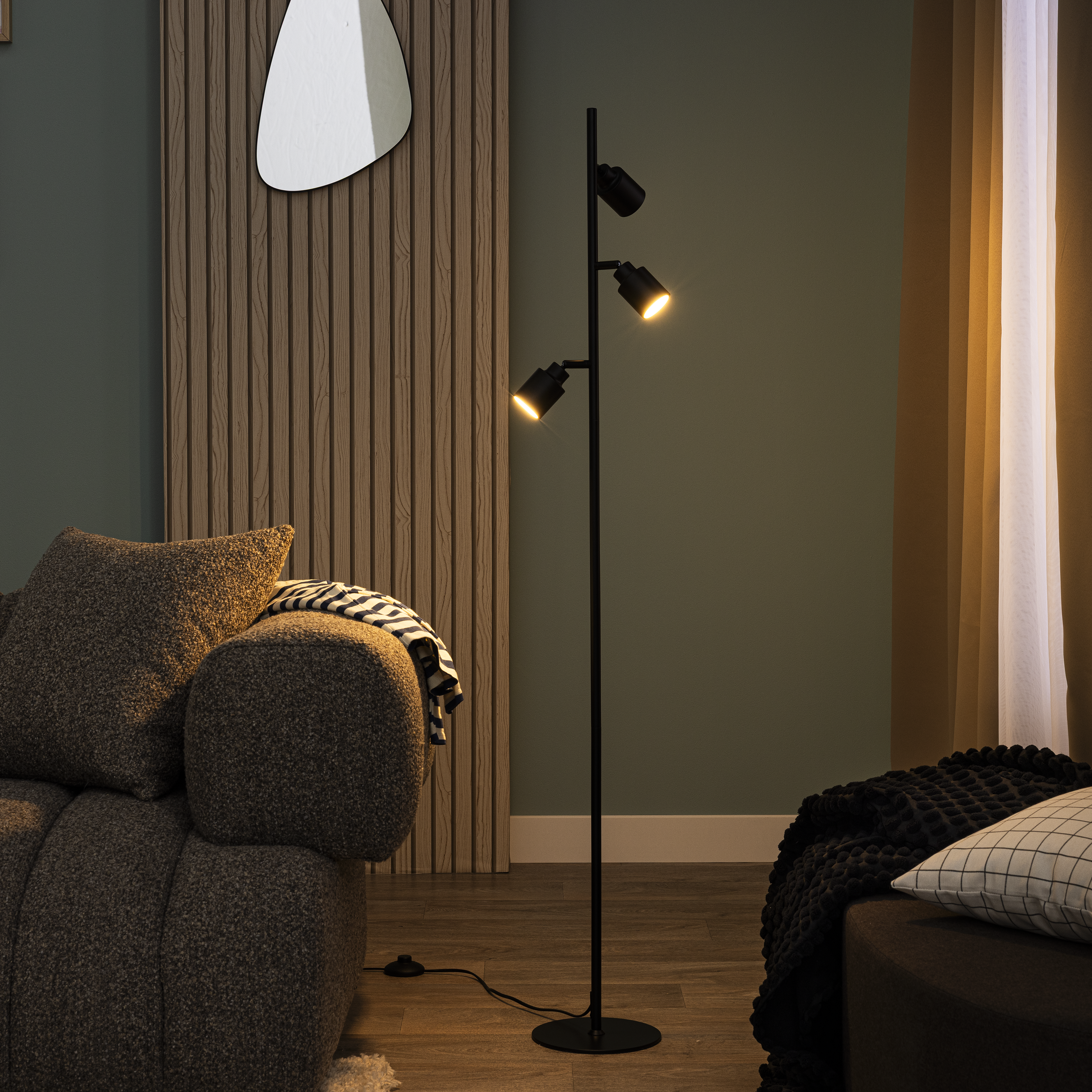 Lampa podłogowa Tekla czarna 3 x GU10 Inspire - 5