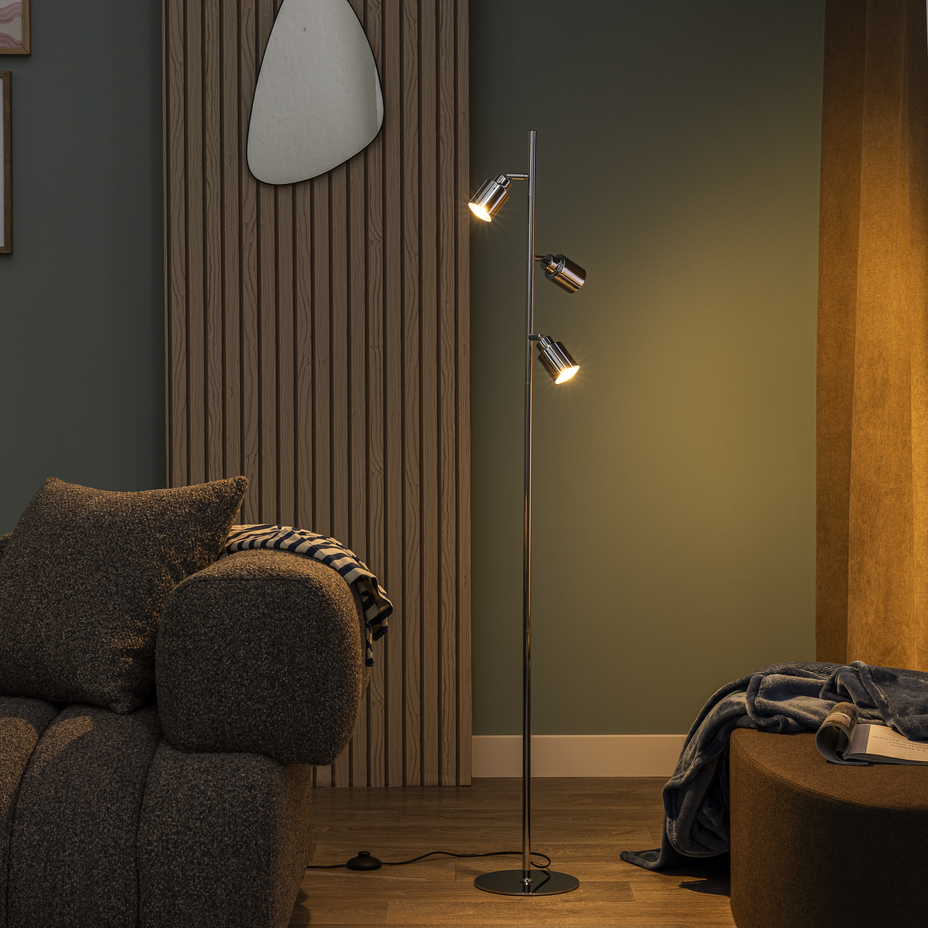 Lampa podłogowa Tekla chrom 3 x GU10 Inspire - 4