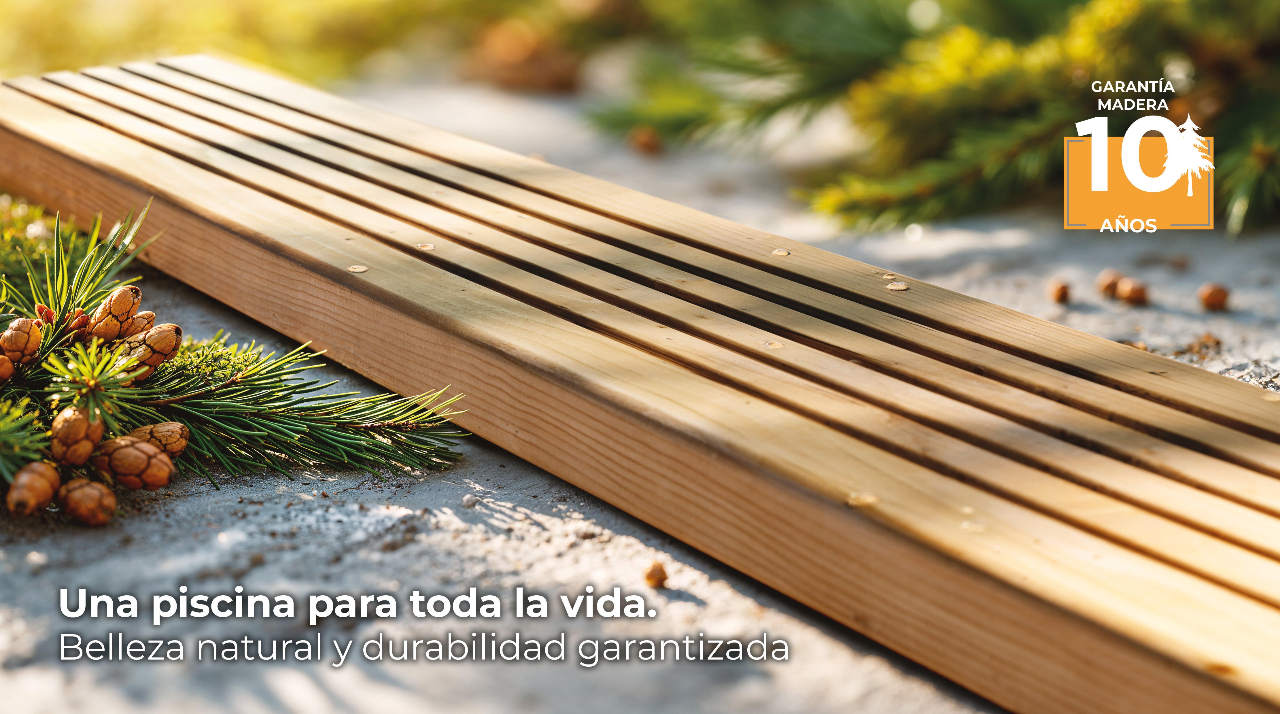 Piscina elevada de madera marrón cuadrada 2x2x0.68 m con depuradora de cartucho GRE - 10