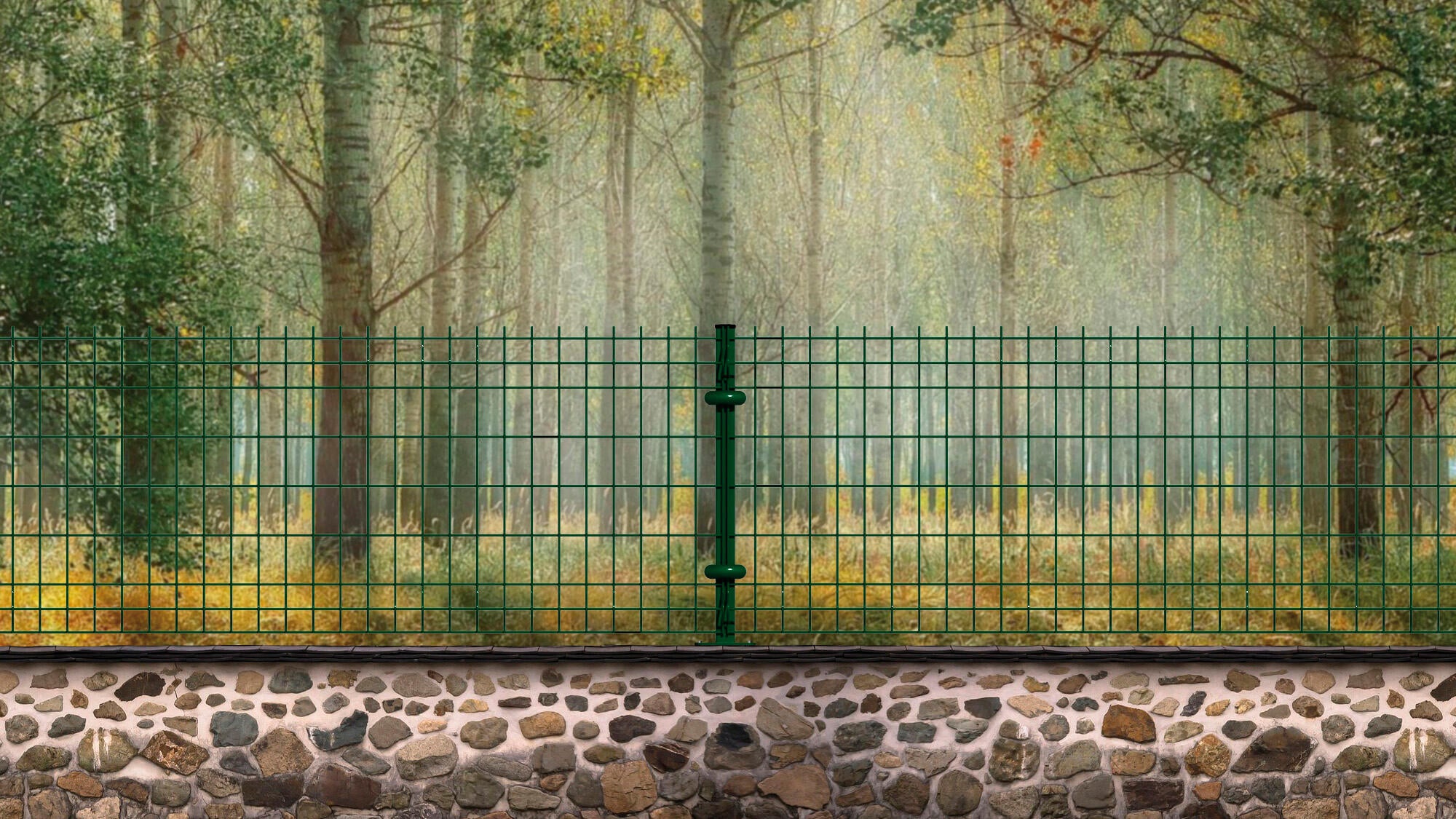 Poste de acero verde de 40mm y 65 cm - 2