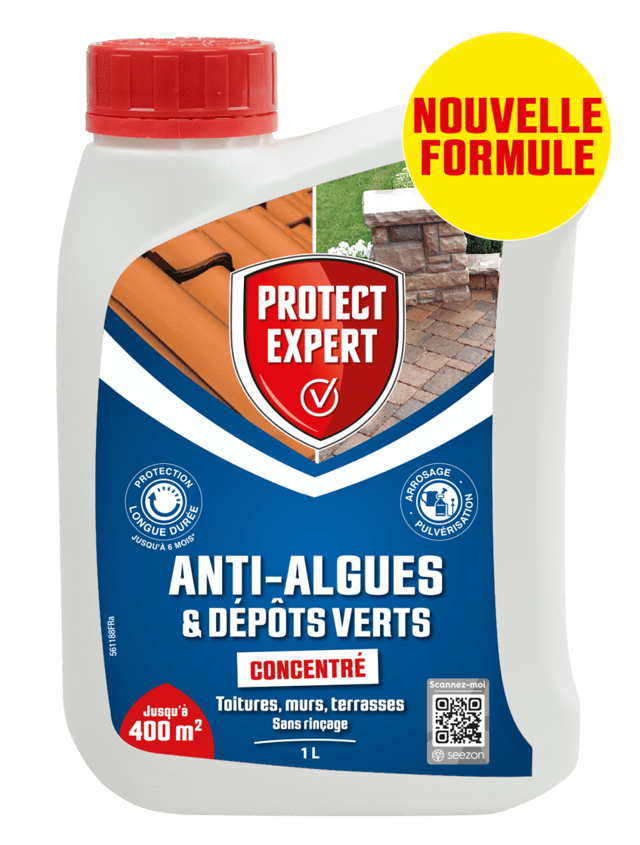 Anti-Algues Dépôts Verts - Concentré - Toitures Murs Terrasses - 1L
