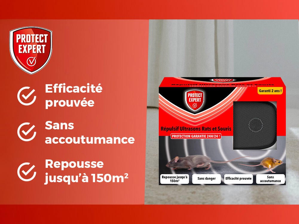 Répulsif ultrasons antirats et souris PROTECT EXPERT, 1 piège - 2