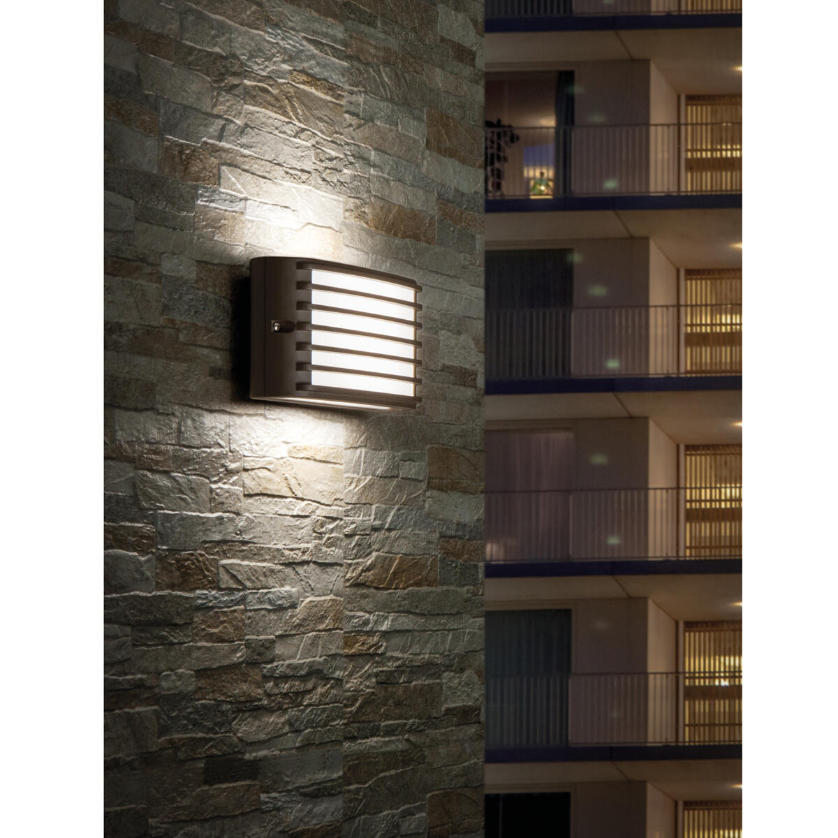 Applique LED moderno da esterno Grid marrone IP65, luce bianco naturale 1070 lumen, SOVIL - 2