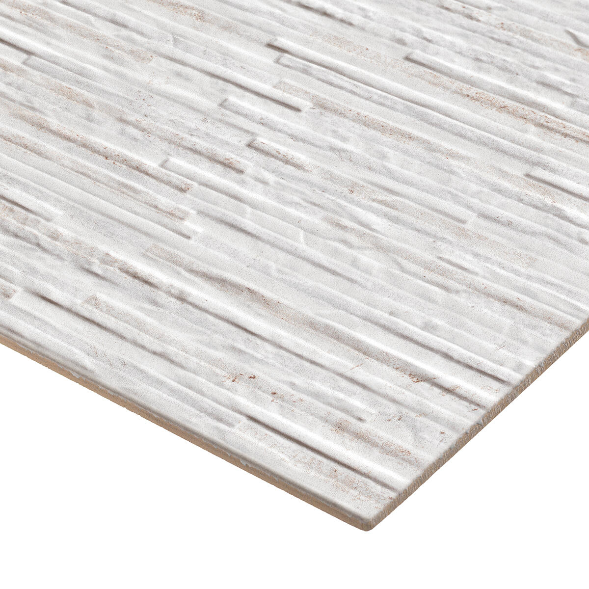 Piastrella da rivestimento interno in maiolica 25 x 40 cm smaltato bianco e beige opaco Pietra Bella 3D traffico medio forte (pei 3/5) Sp. 7.1 mm 1.7 mq - 9