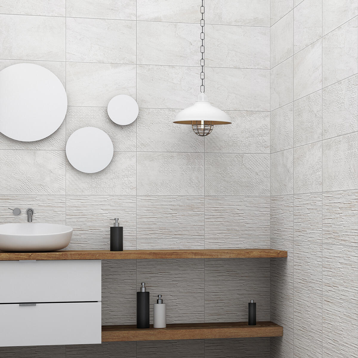 Piastrella da rivestimento interno in maiolica 25 x 40 cm smaltato bianco e beige opaco Pietra Bella 3D traffico medio forte (pei 3/5) Sp. 7.1 mm 1.7 mq - 4