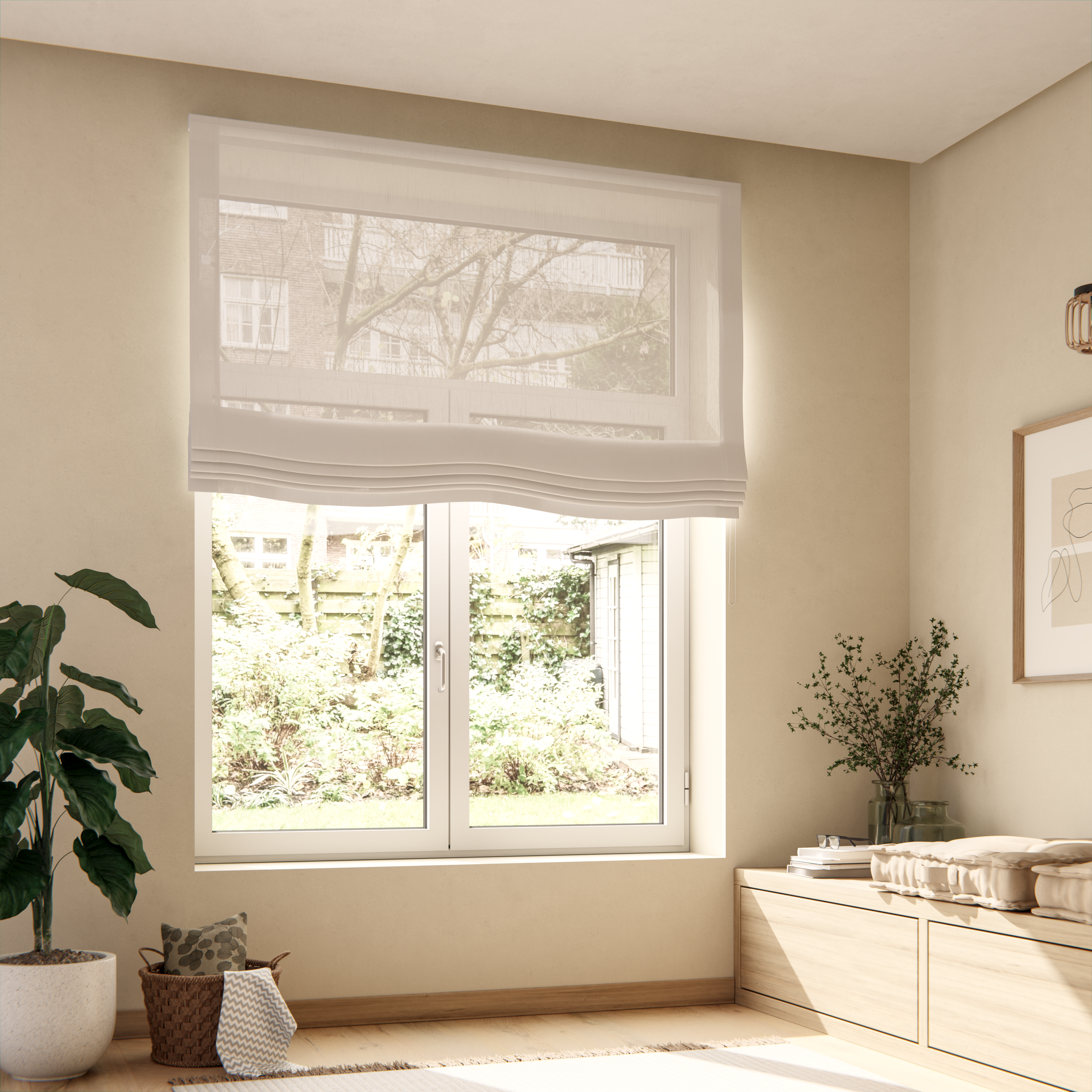 Estor plegable paqueto flamen blanco de 120x250 cm