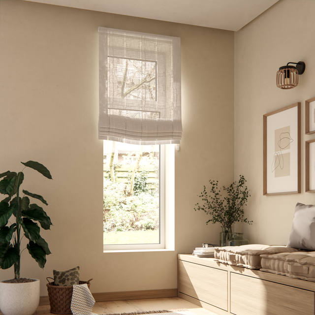 Estor plegable paquetto semi-transparente Bolonia 165x175 cm poliéster rayas blanco con cadena