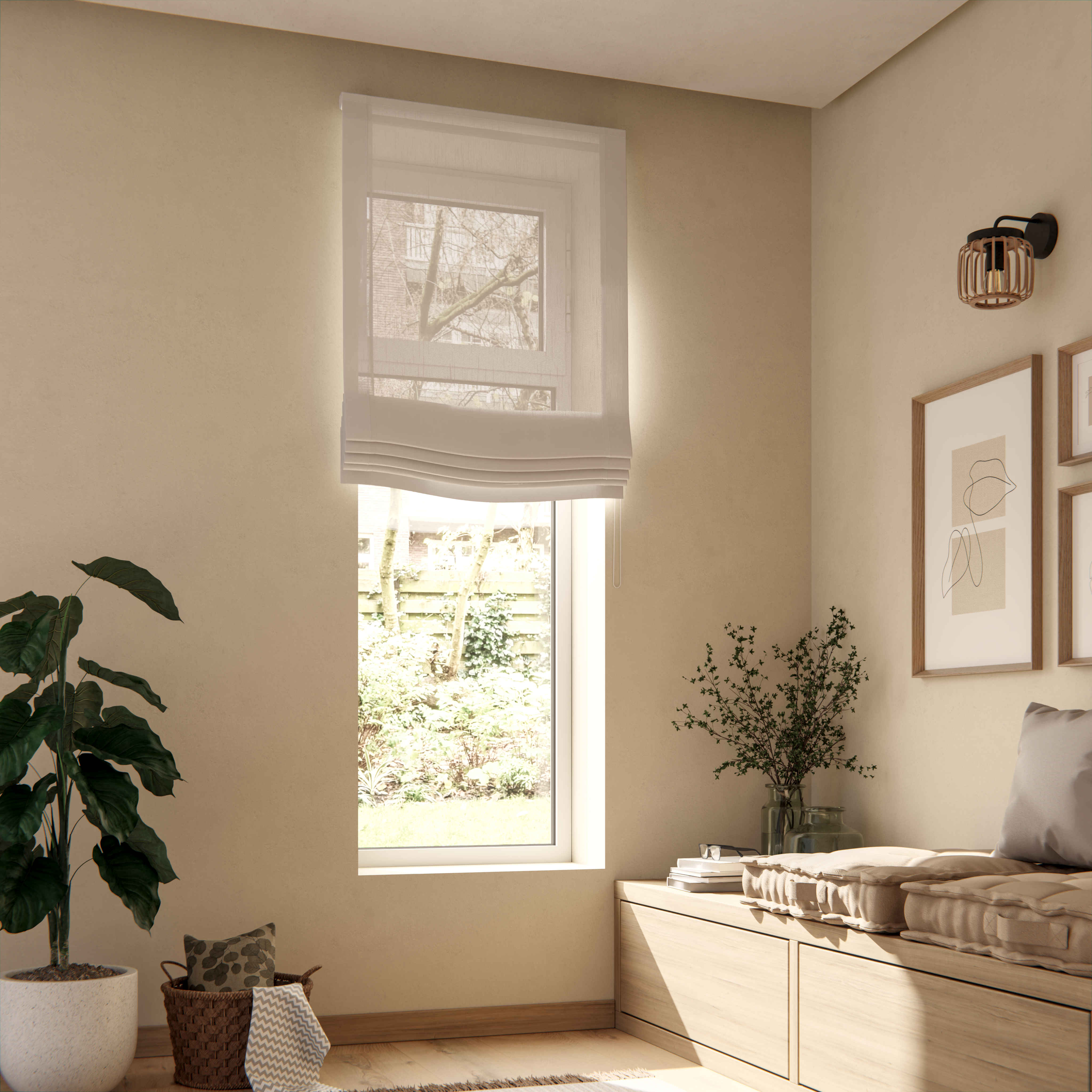 Estor plegable paqueto flamen blanco de 75x250 cm