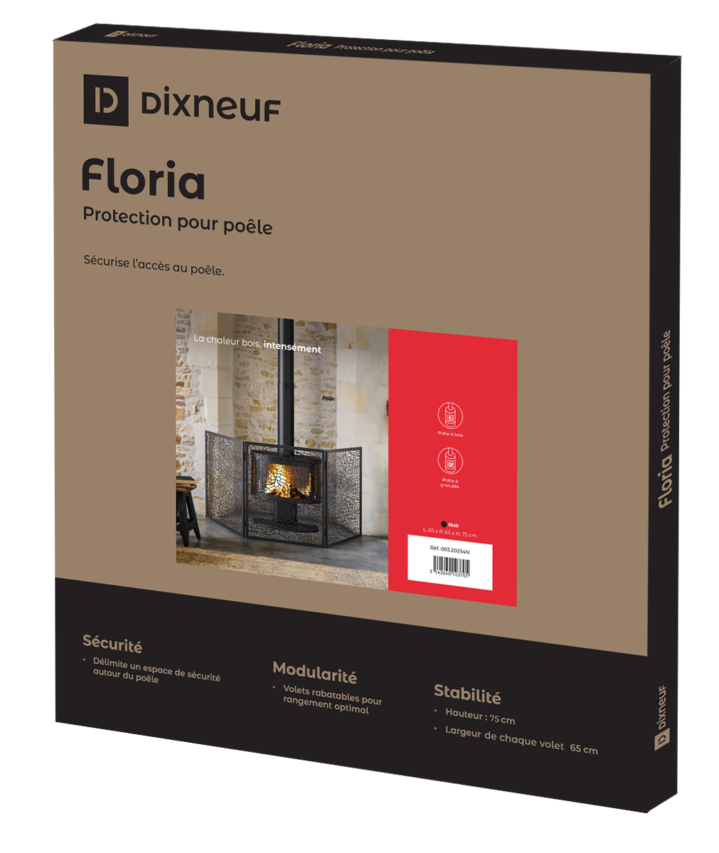Pare-feu pour poêle 3 volets Floria, Dixneuf, 003.20254n acier - 3