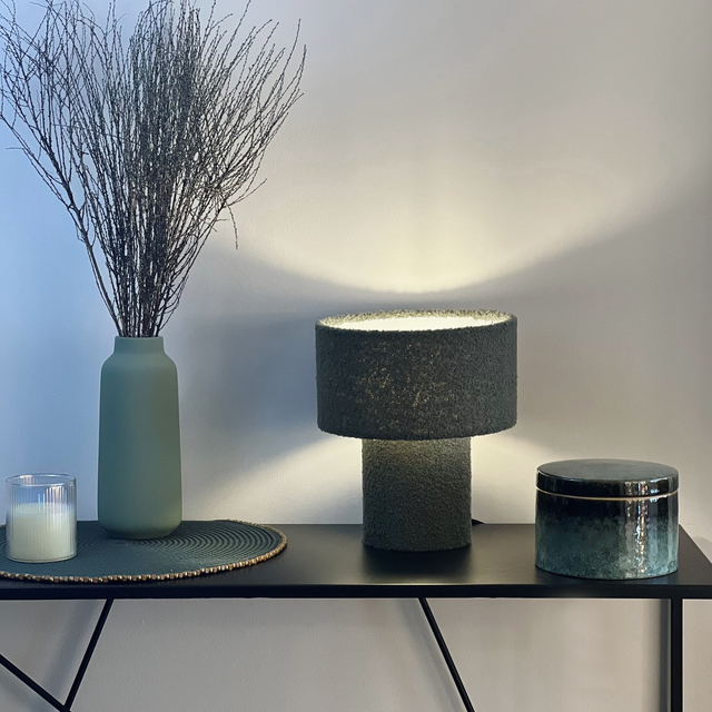 Lampa stołowa Nans zielona E27 25 cm Inspire