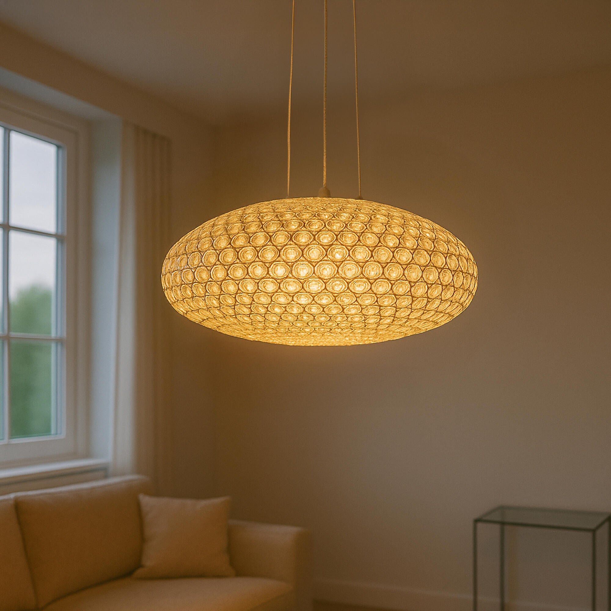 Lámpara de techo colgante de acero transparente 3 luces e27 clemente ø54