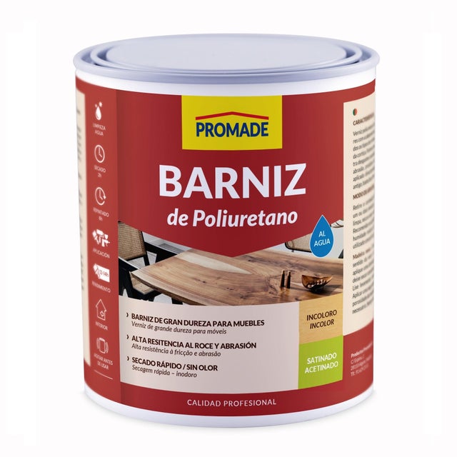 Barniz poliuretano para muebles satinado PROMADE 750ml incoloro