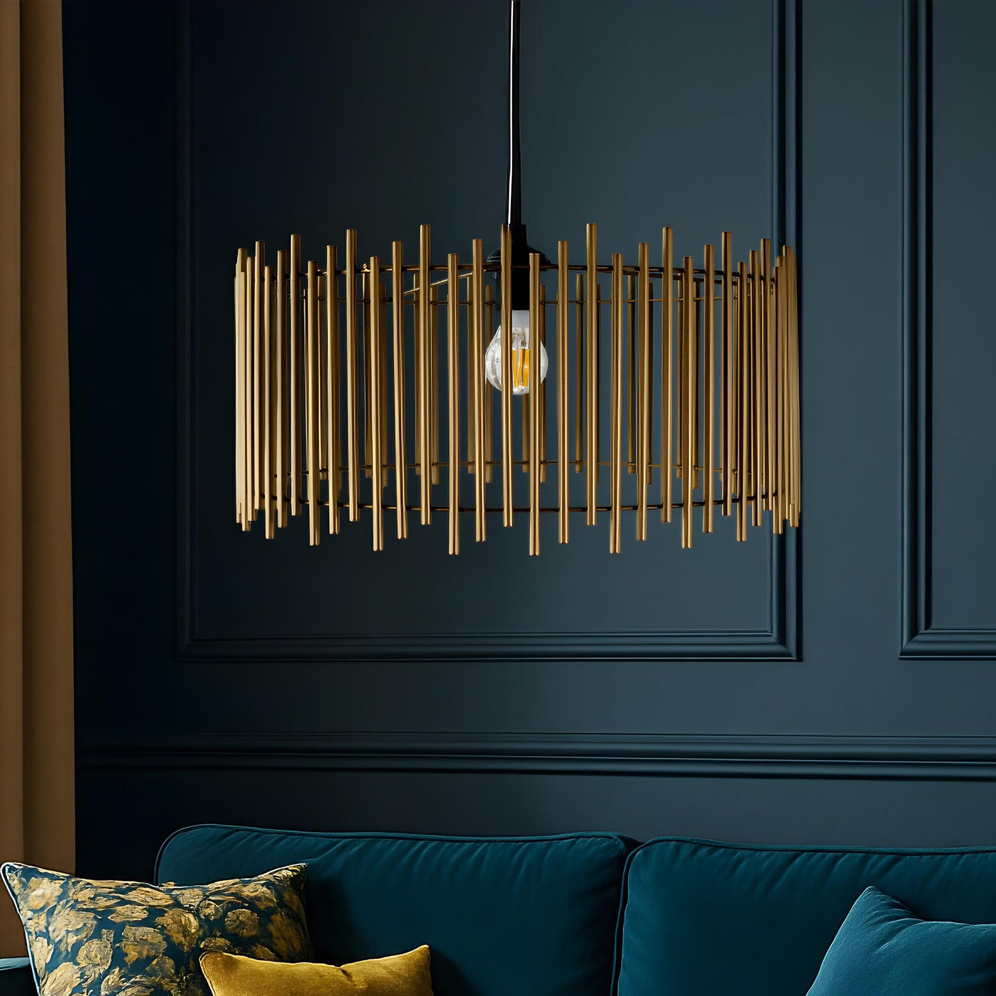 Lámpara de techo de acero dorada 1 luz E27 Nubia Ø51,5 cm - 2