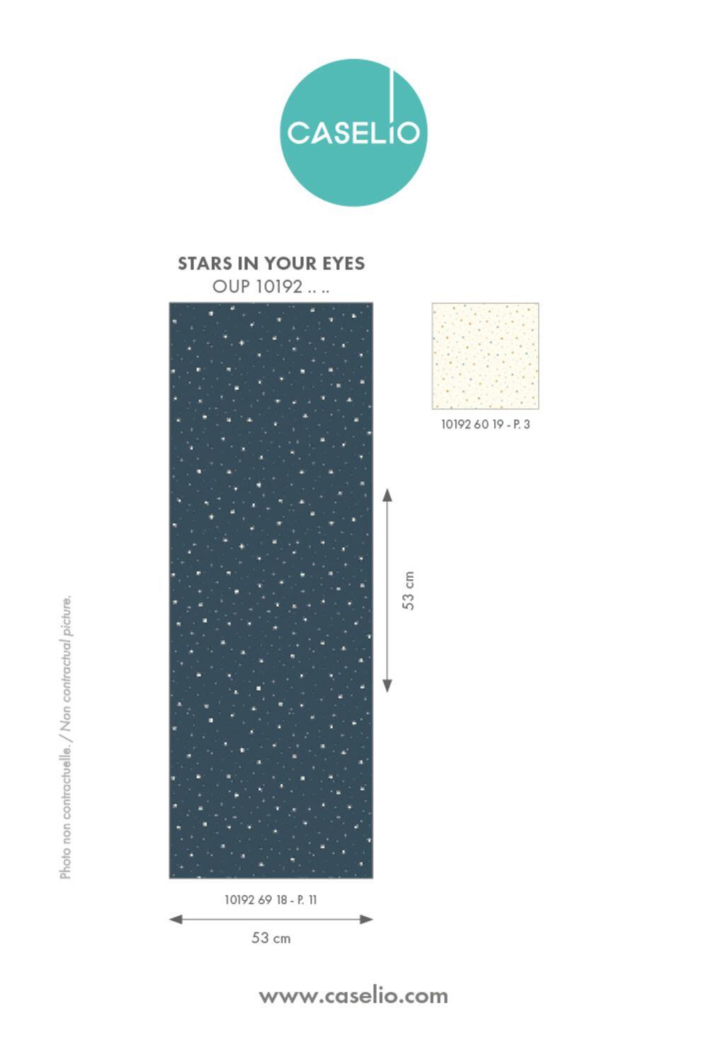 Papel pintado TNT aplicación cola en pared Infantil Estrelitas beige  CASELIO 53cmx10.05m - 5