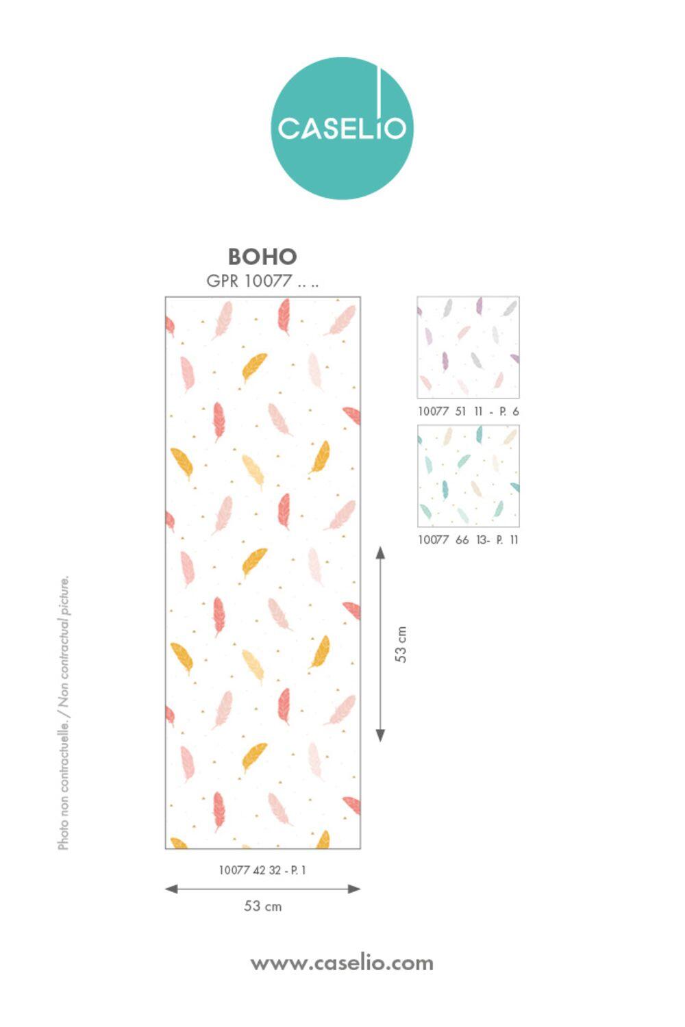 Papel pintado TNT aplicación cola en pared Infantil Plumeti azul, beige  CASELIO 53cmx10.05m lavable - 4