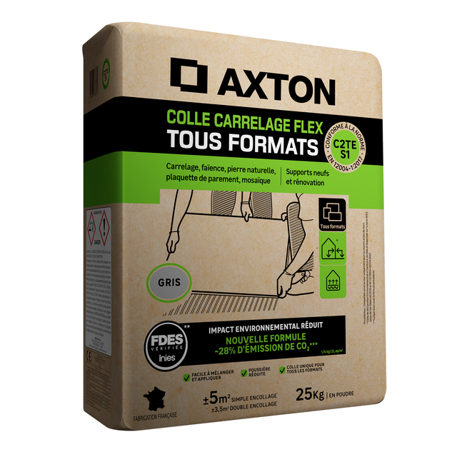 Colle en poudre sol/mur, intérieur/extérieur, tous formats, gris AXTON 25KG