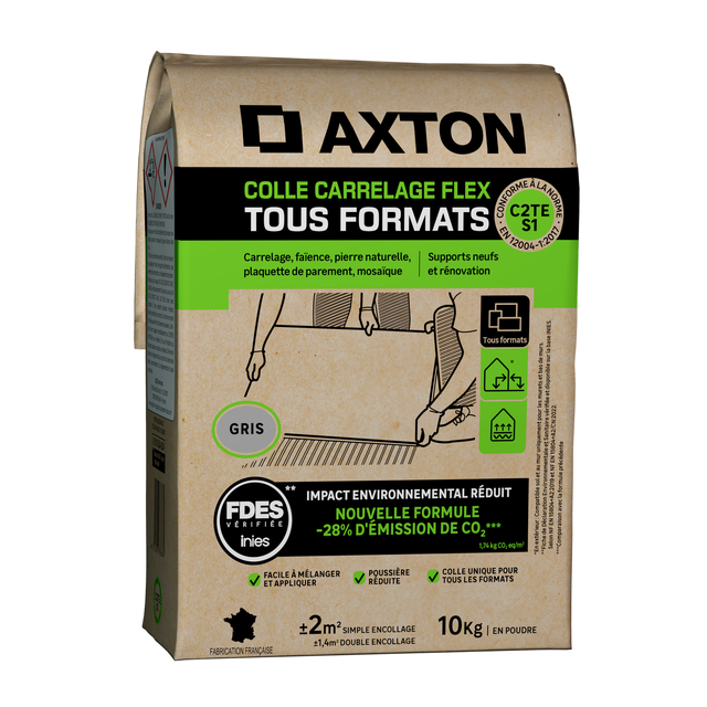 Colle en poudre sol/mur, intérieur/extérieur, tous formats, gris  AXTON 10KG