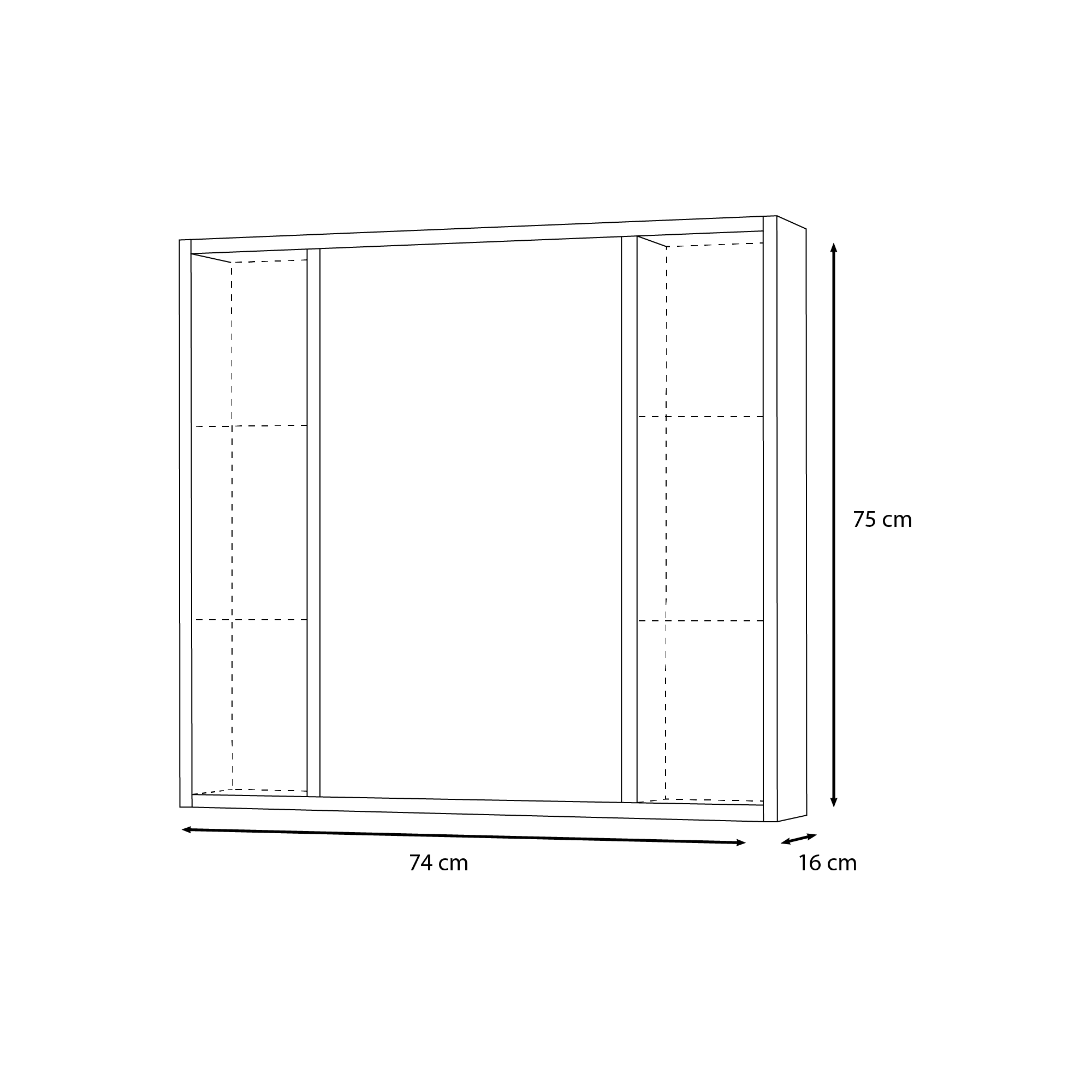 Specchio contenitore Kora rovere scuro in vetro, 1 anta apertura da destra P 16 x L 74 x H 75 cm - 4
