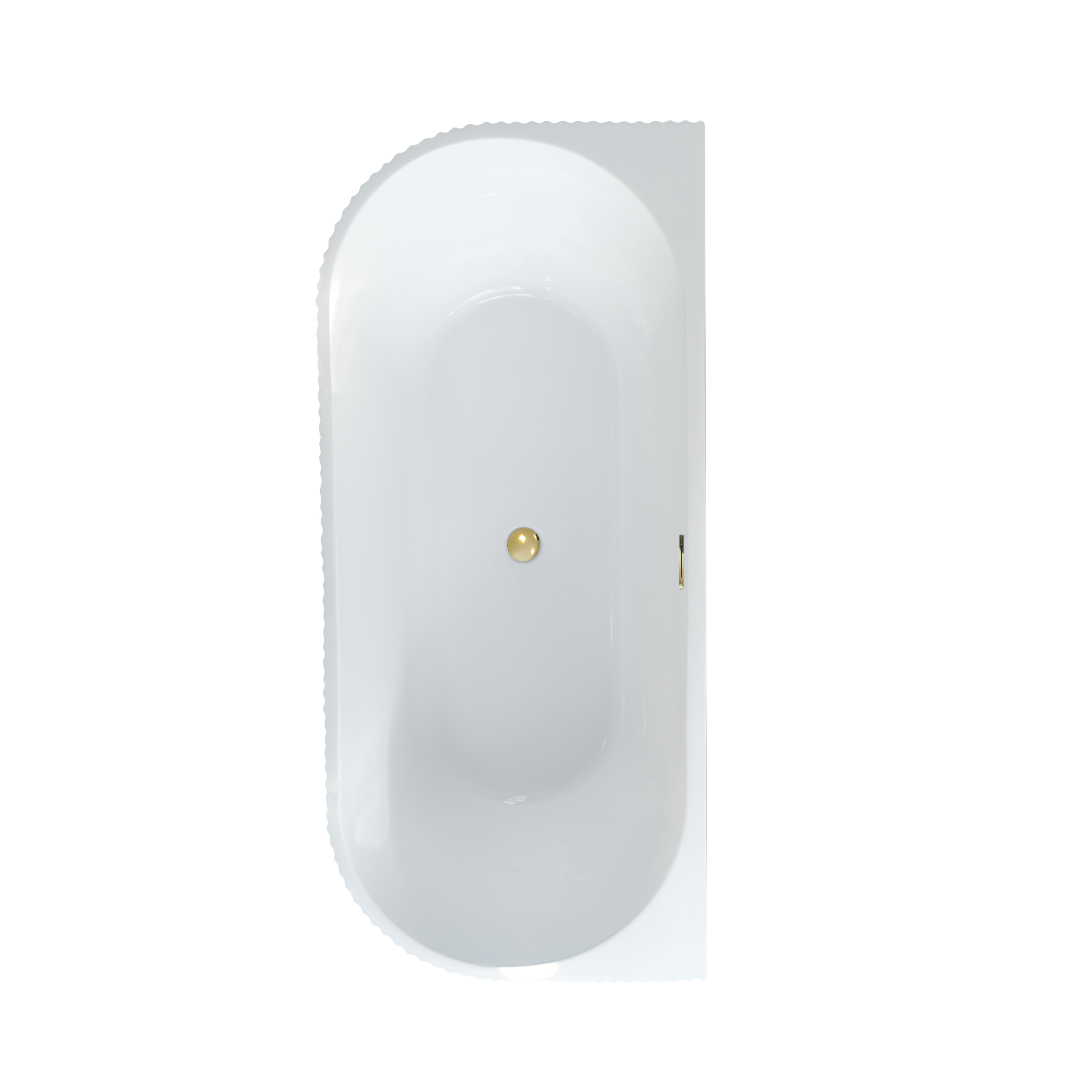 Wanna wolnostojąca przyścienna Pari ryflowana 170x75 cm złoty odpływ Corciano