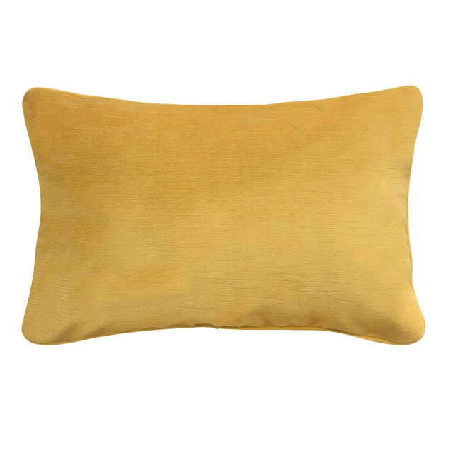 Cojín decorativo rectangular Velvetlin lino poliéster liso ocre cordoncillo 60x40cm